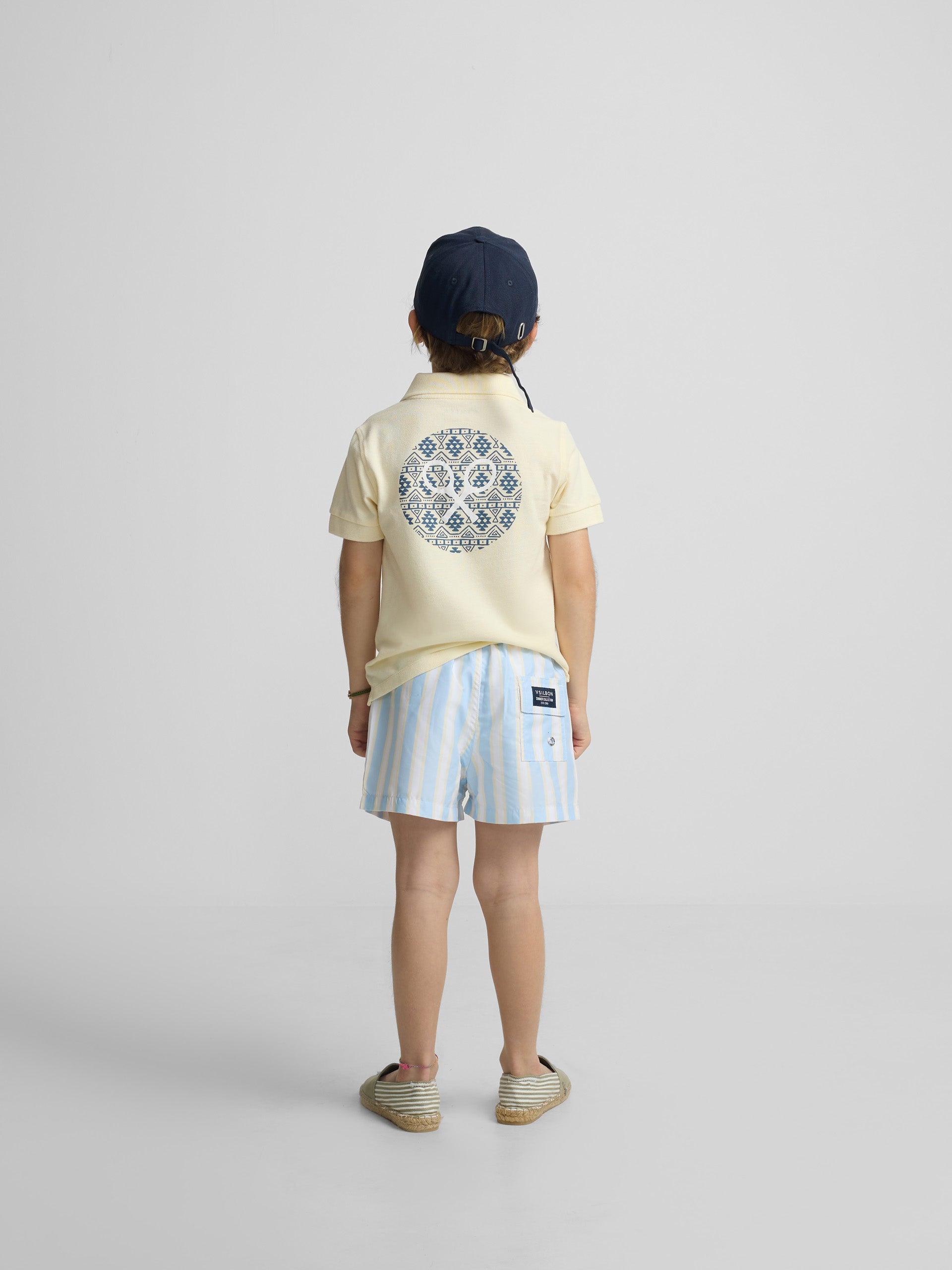 Bañador kids raya ancha amarillo azul