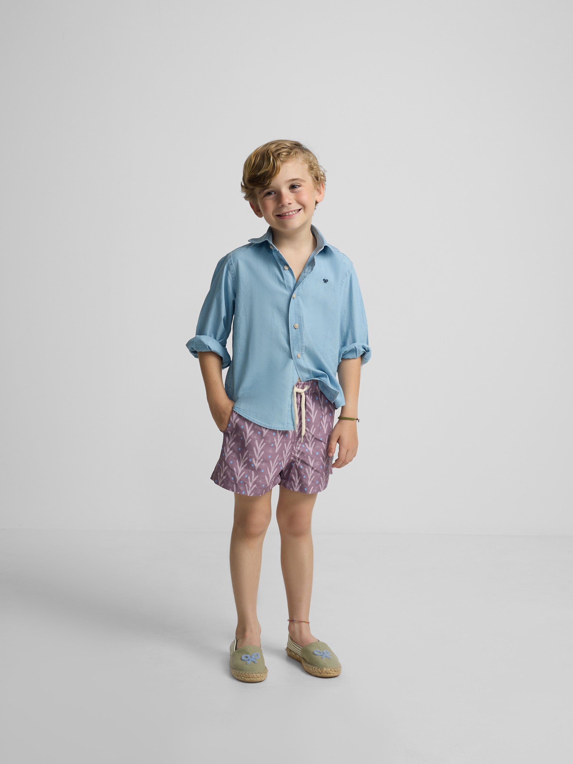 Bañador kids style puntos burdeos