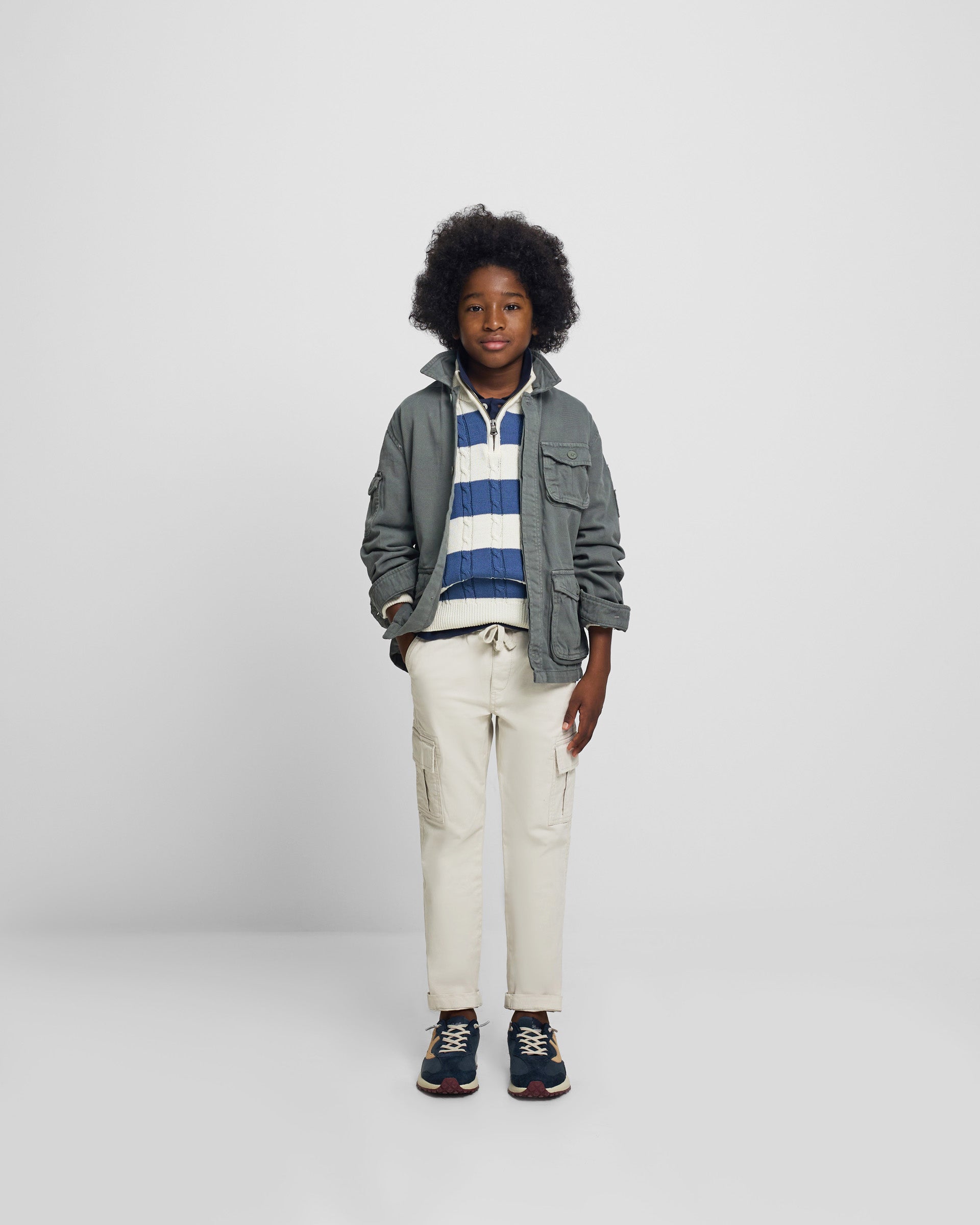 Kids jacket with patch pockets in green