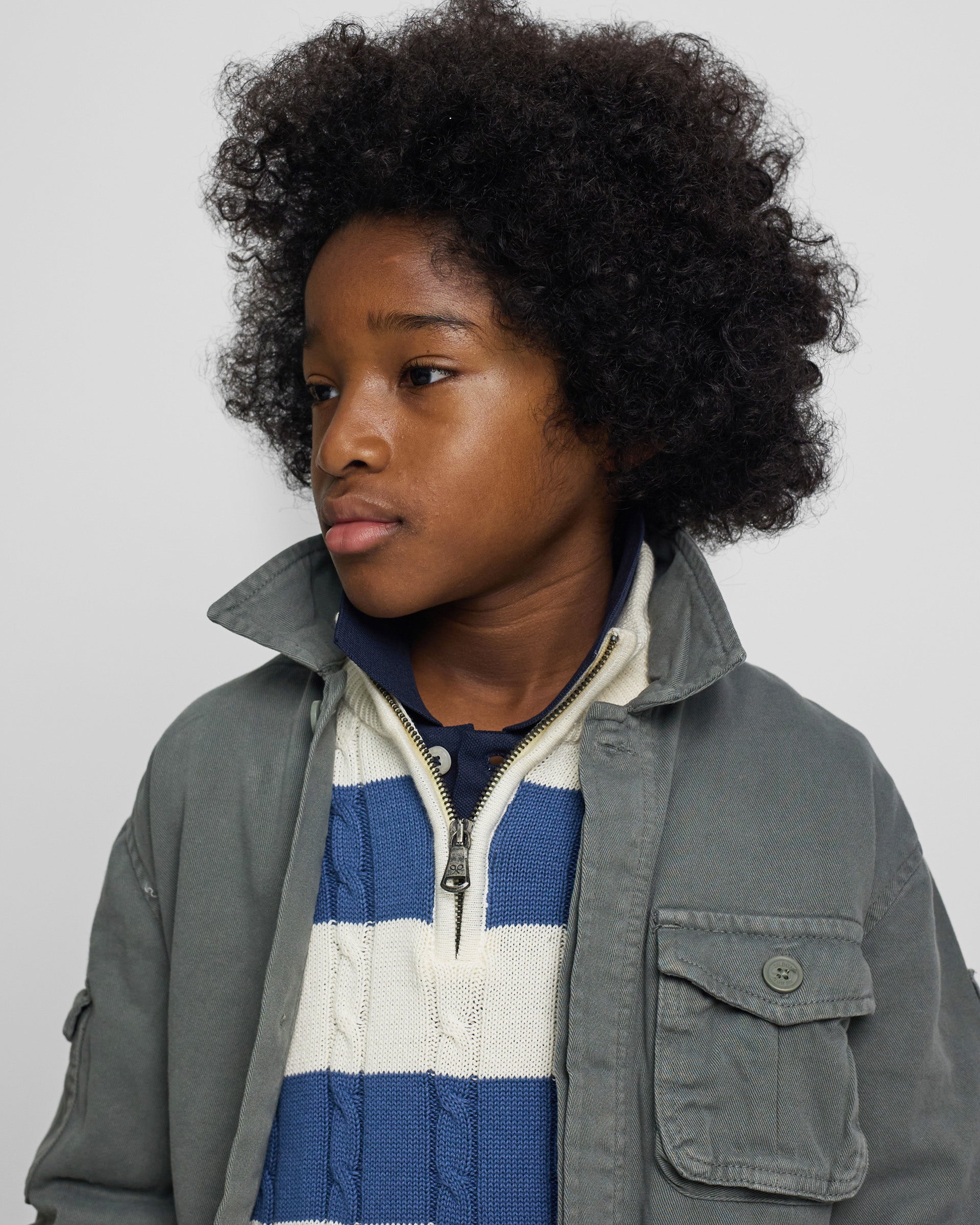 Kids jacket with patch pockets in green
