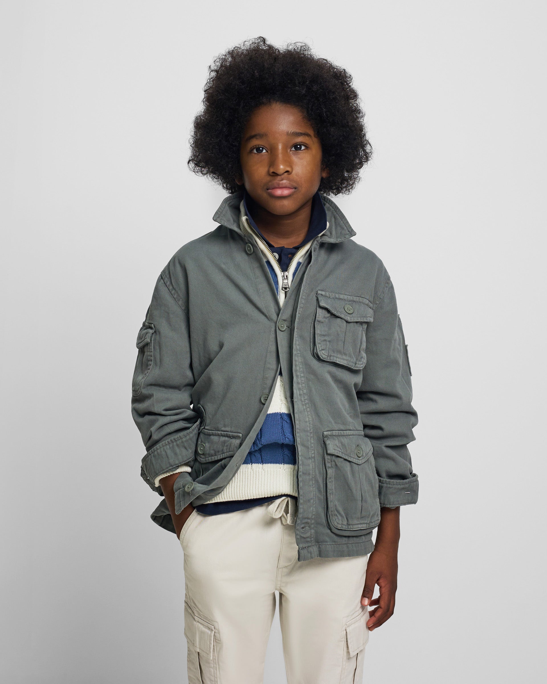 Kids jacket with patch pockets in green