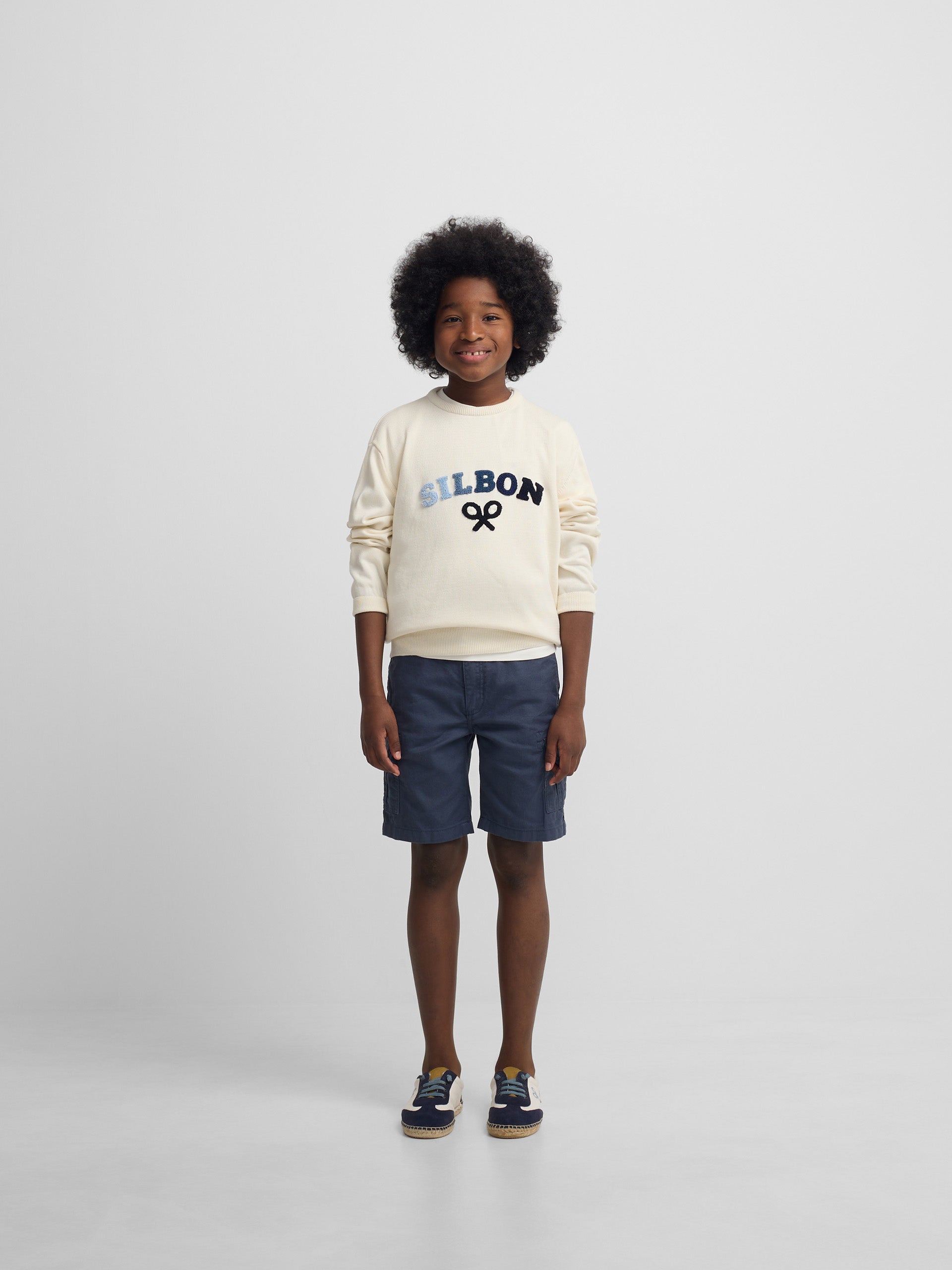 Jersey kids letras colores crema