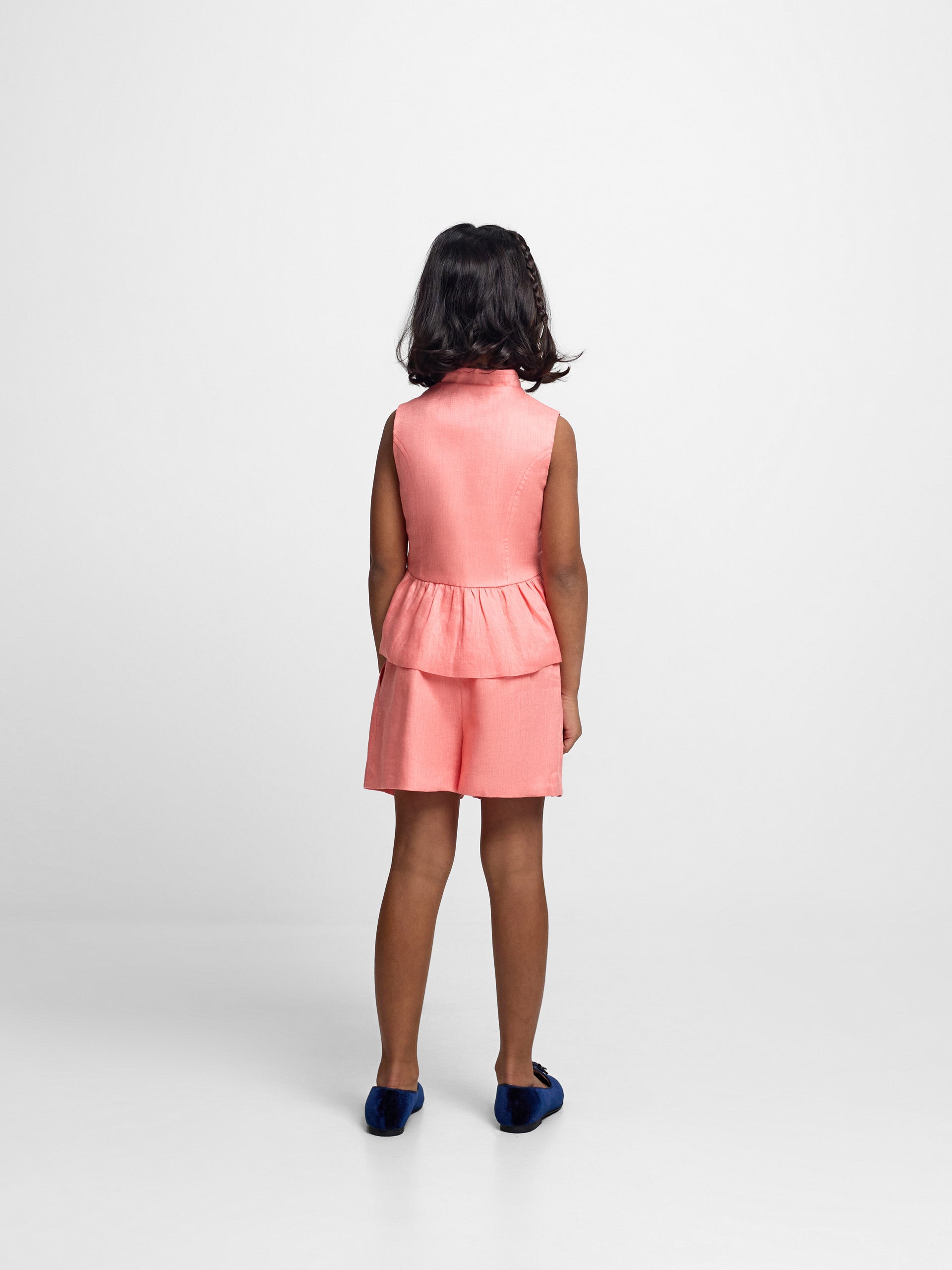 Bermuda fille lin corail