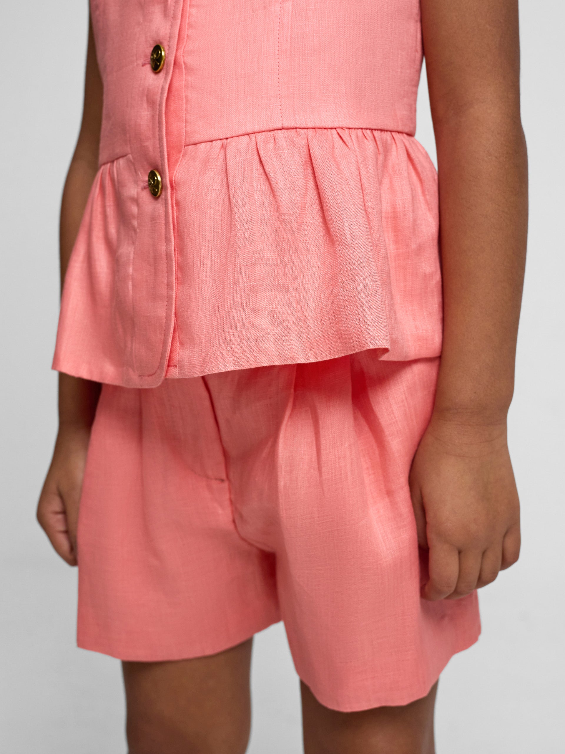 Bermuda fille lin corail