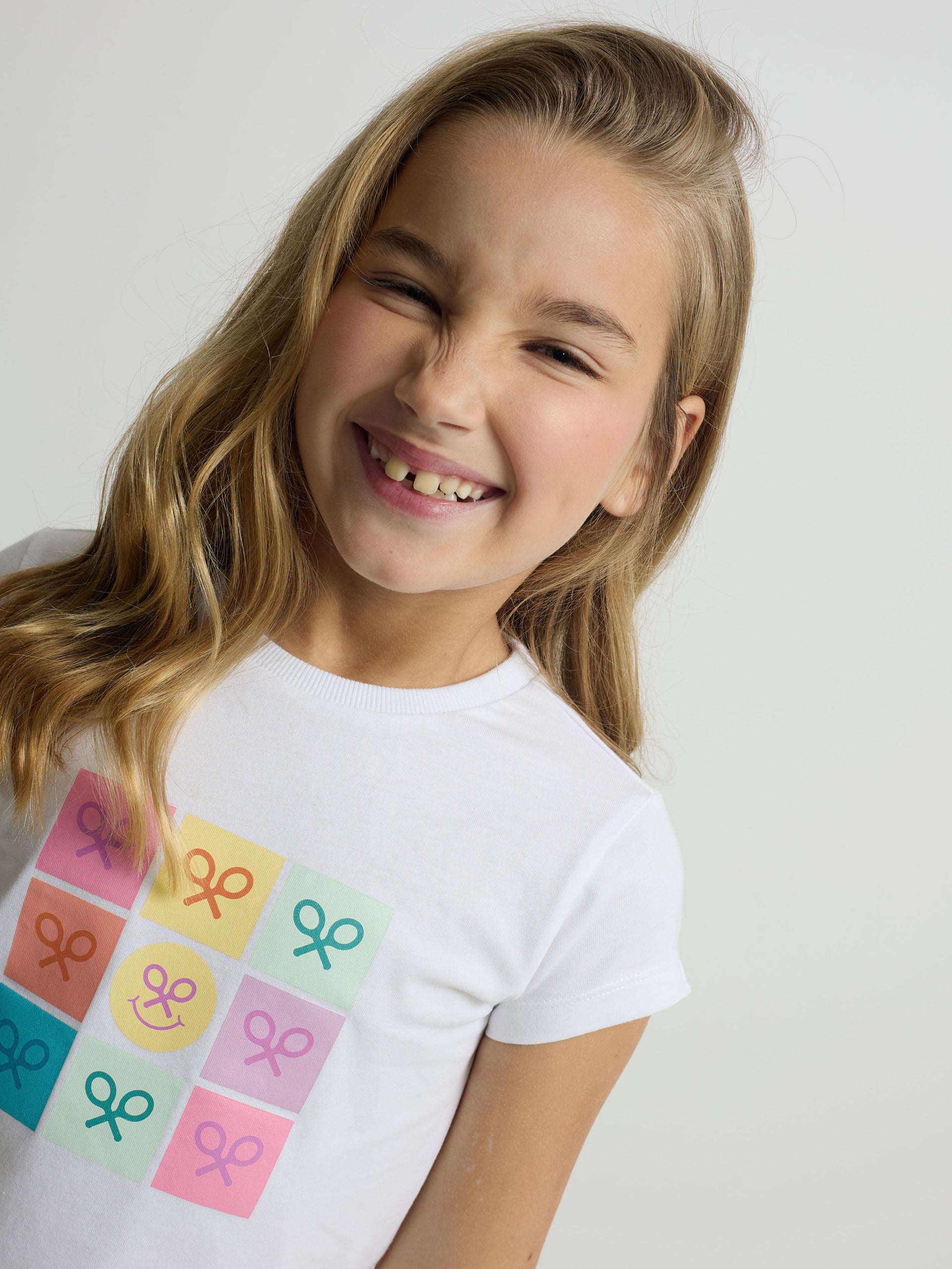 T-shirt fille raquettes smile blanche