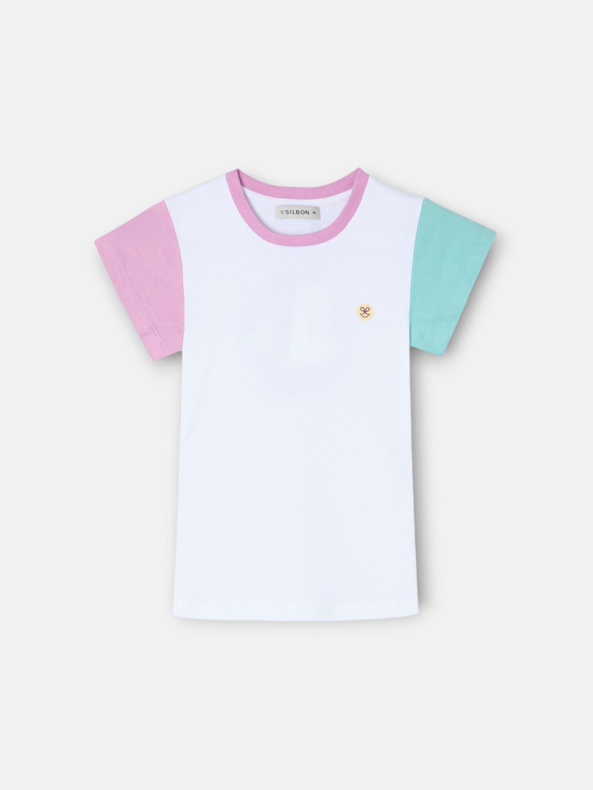 Camiseta girl mangas bicolor blanca