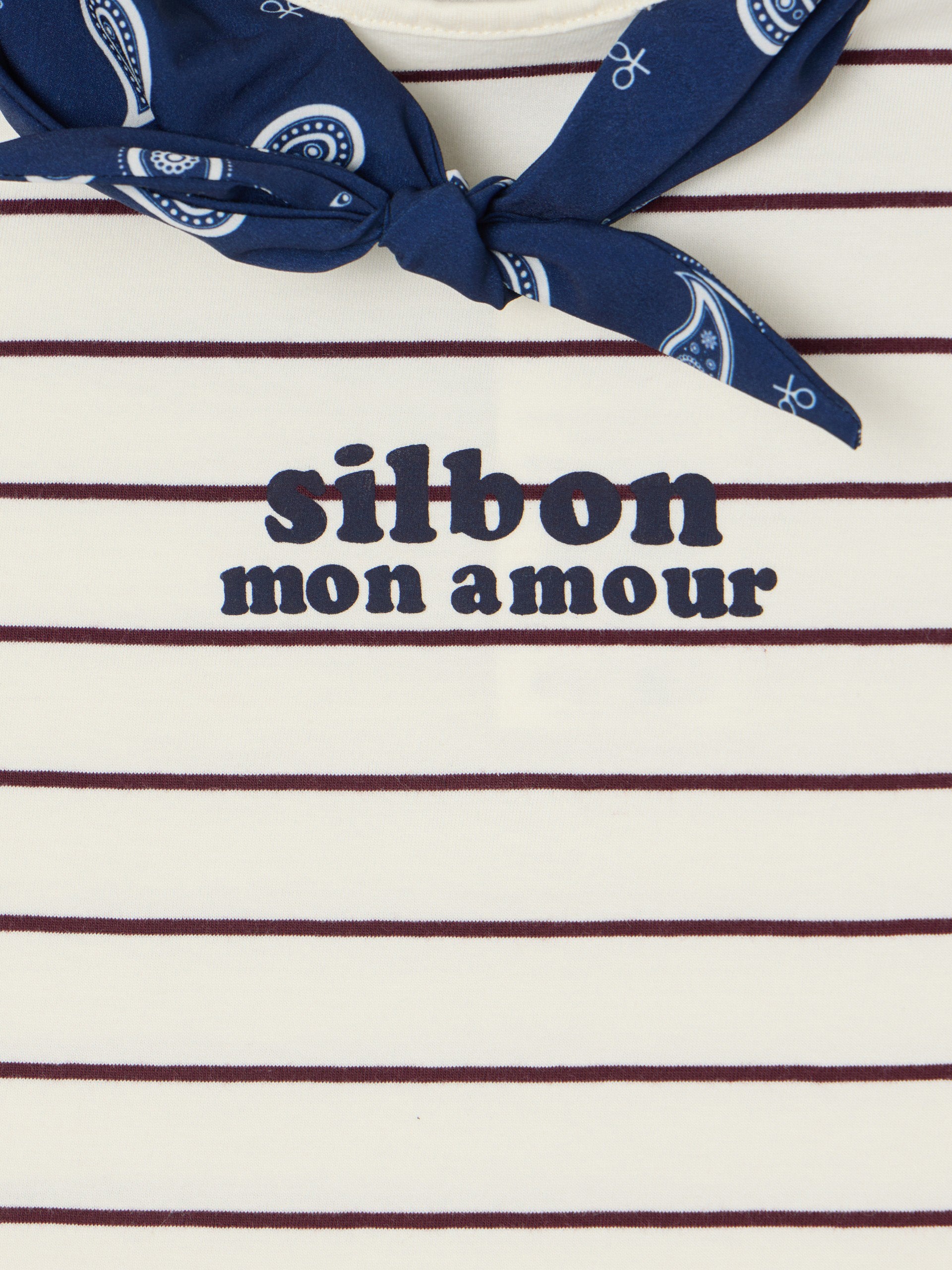 Camiseta girl aplique silbon bandana azul