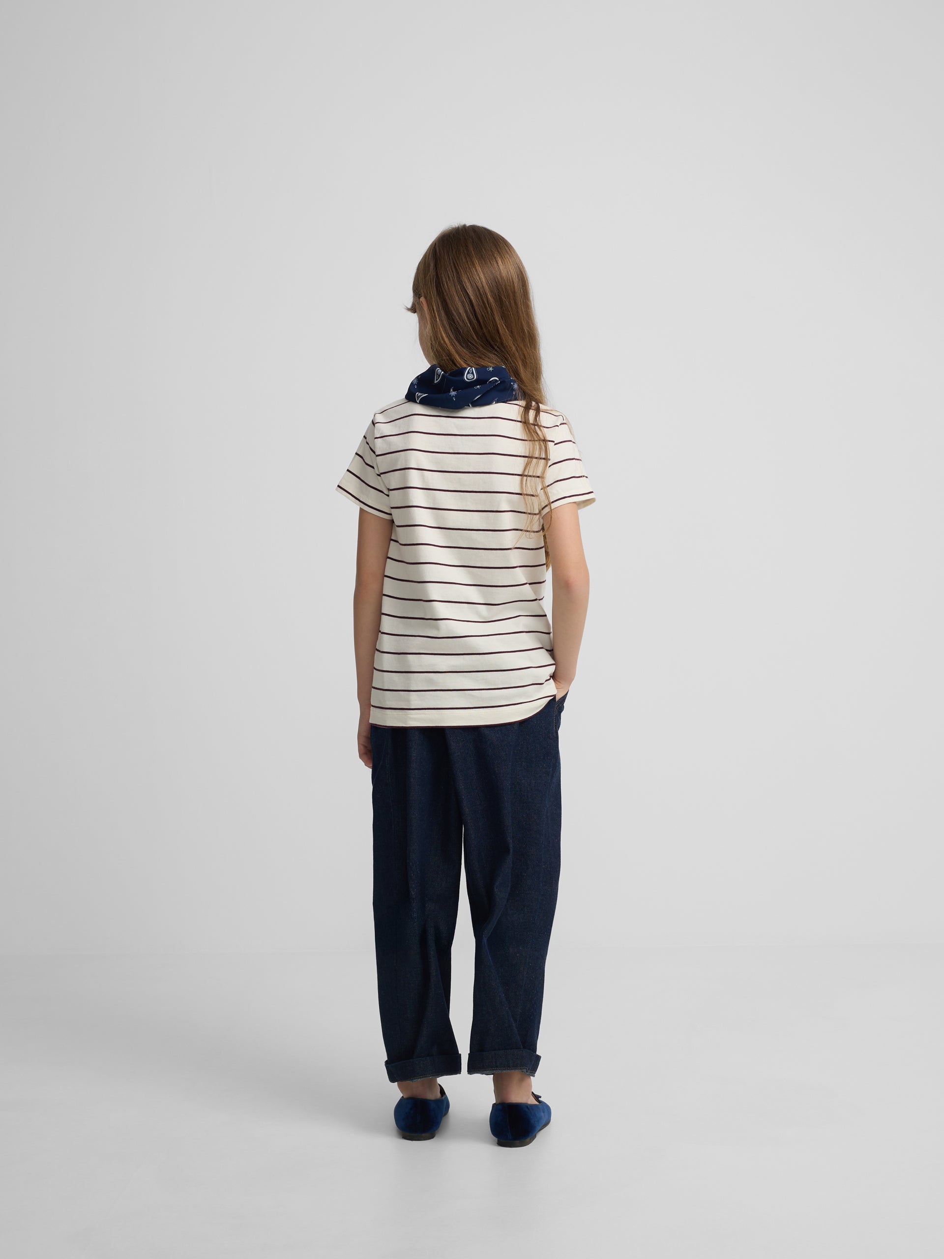 Camiseta girl aplique silbon bandana azul