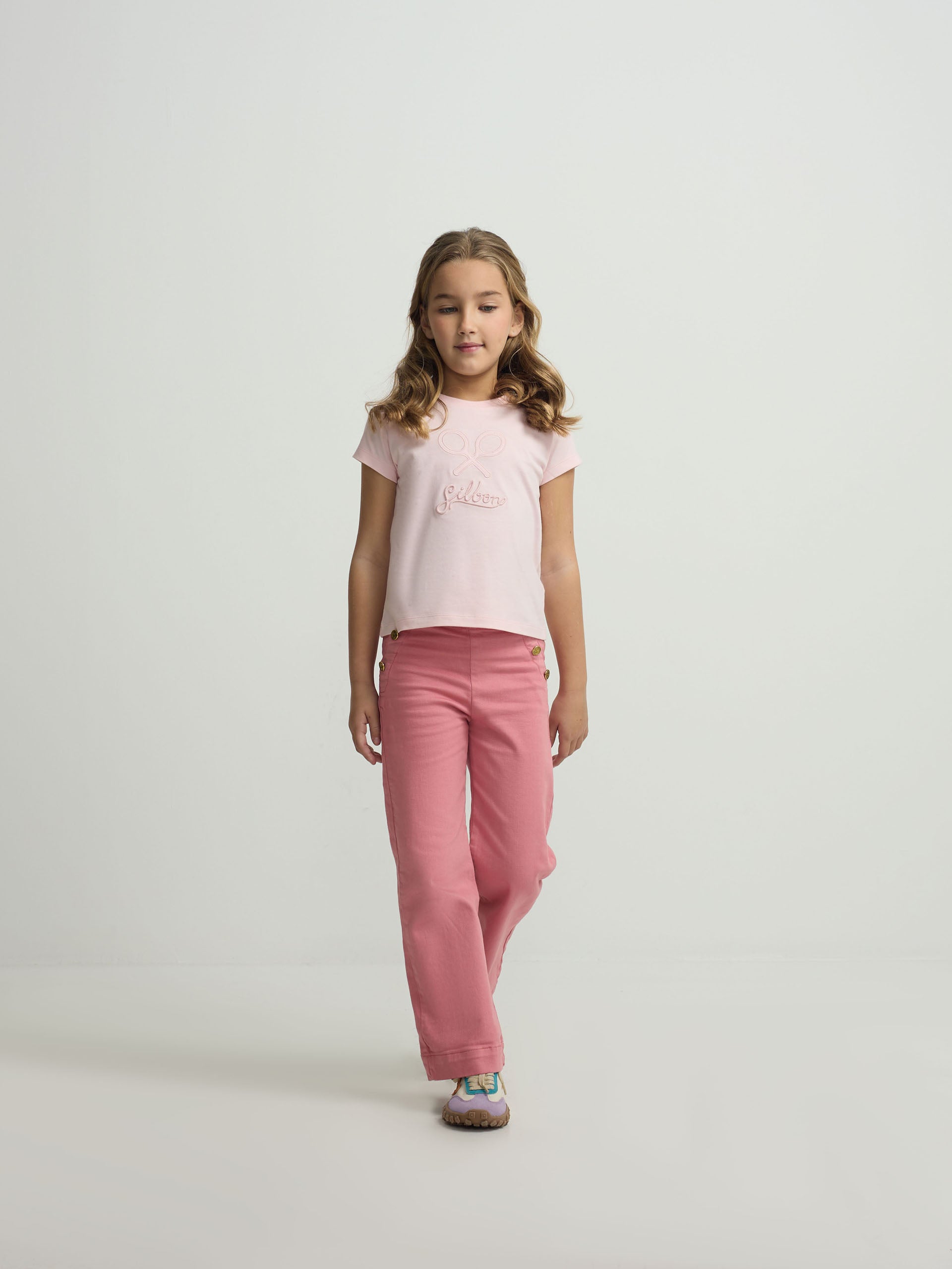 Camisola clássica rosa para menina