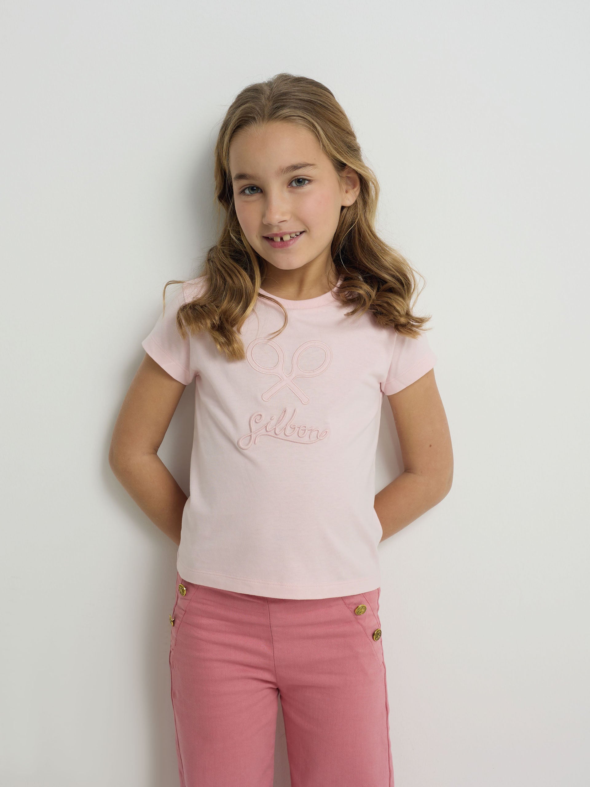 Camisola clássica rosa para menina