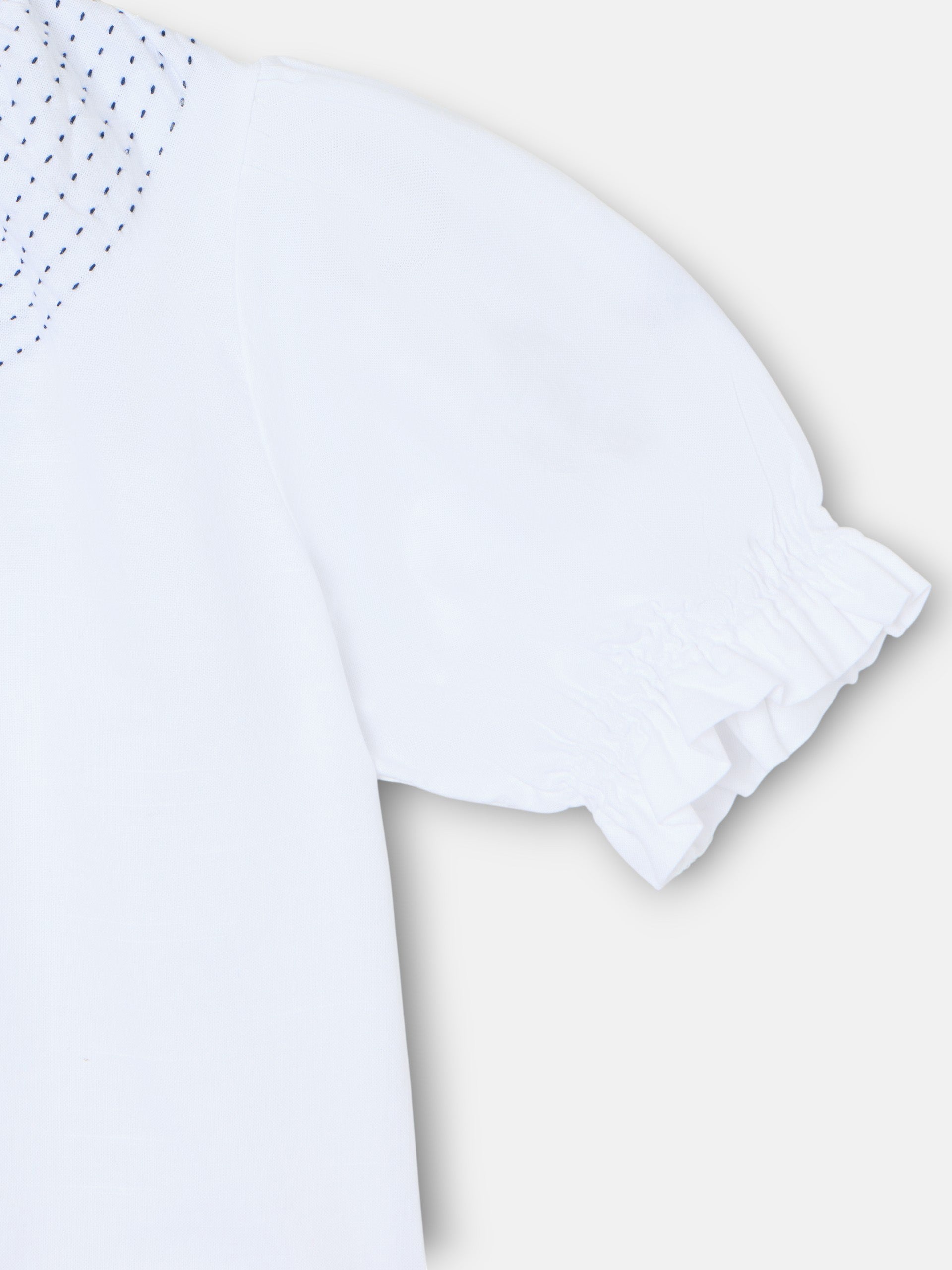Camisa girl fruncidos lino blanca