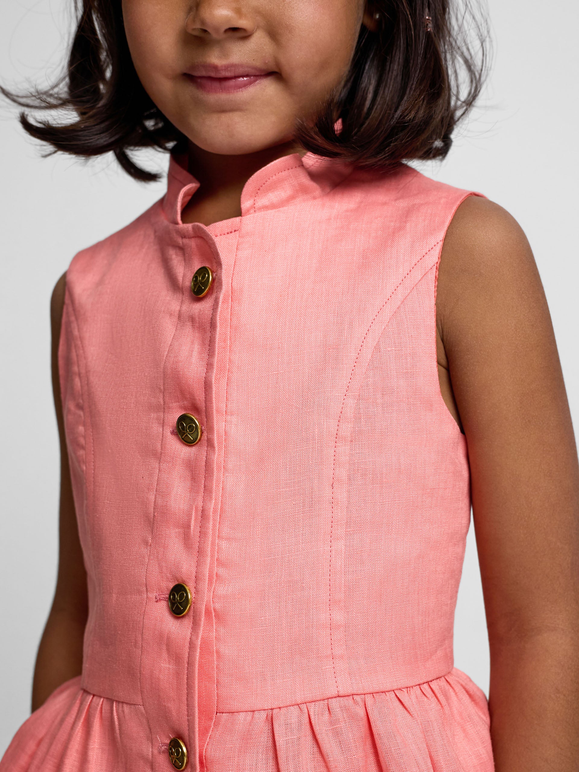 Top girl lino botones coral