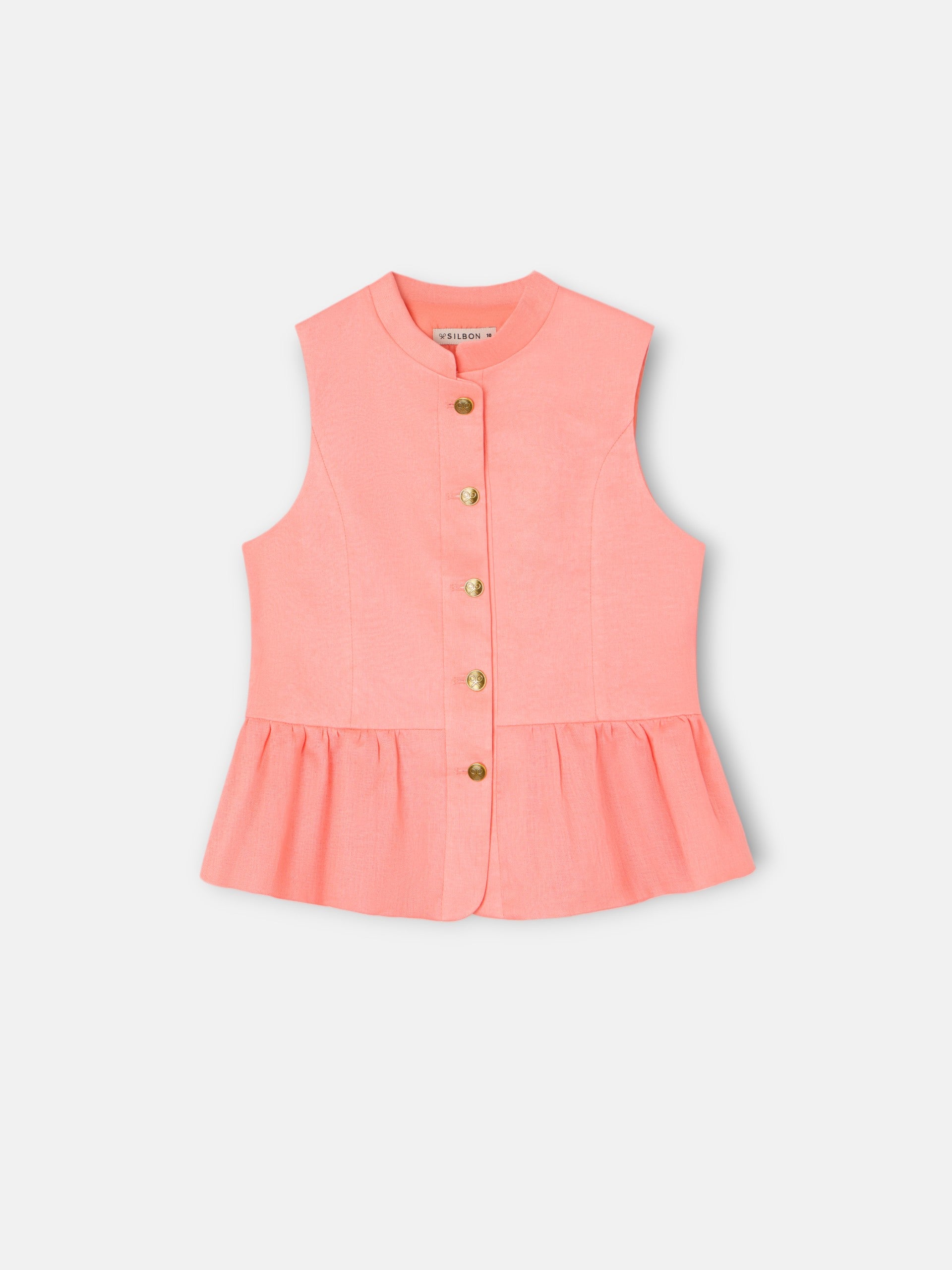 Top girl lino botones coral