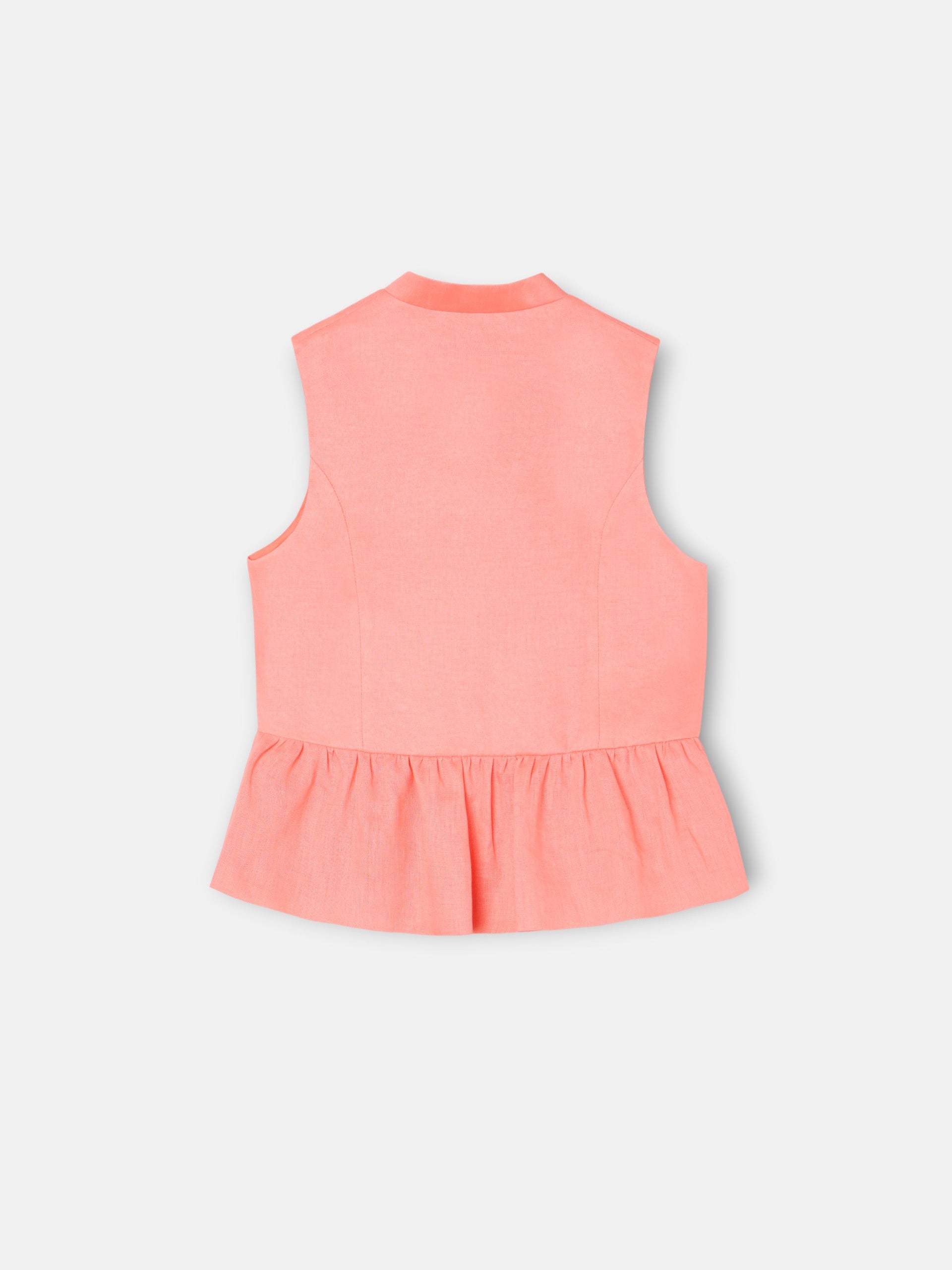 Top girl lino botones coral