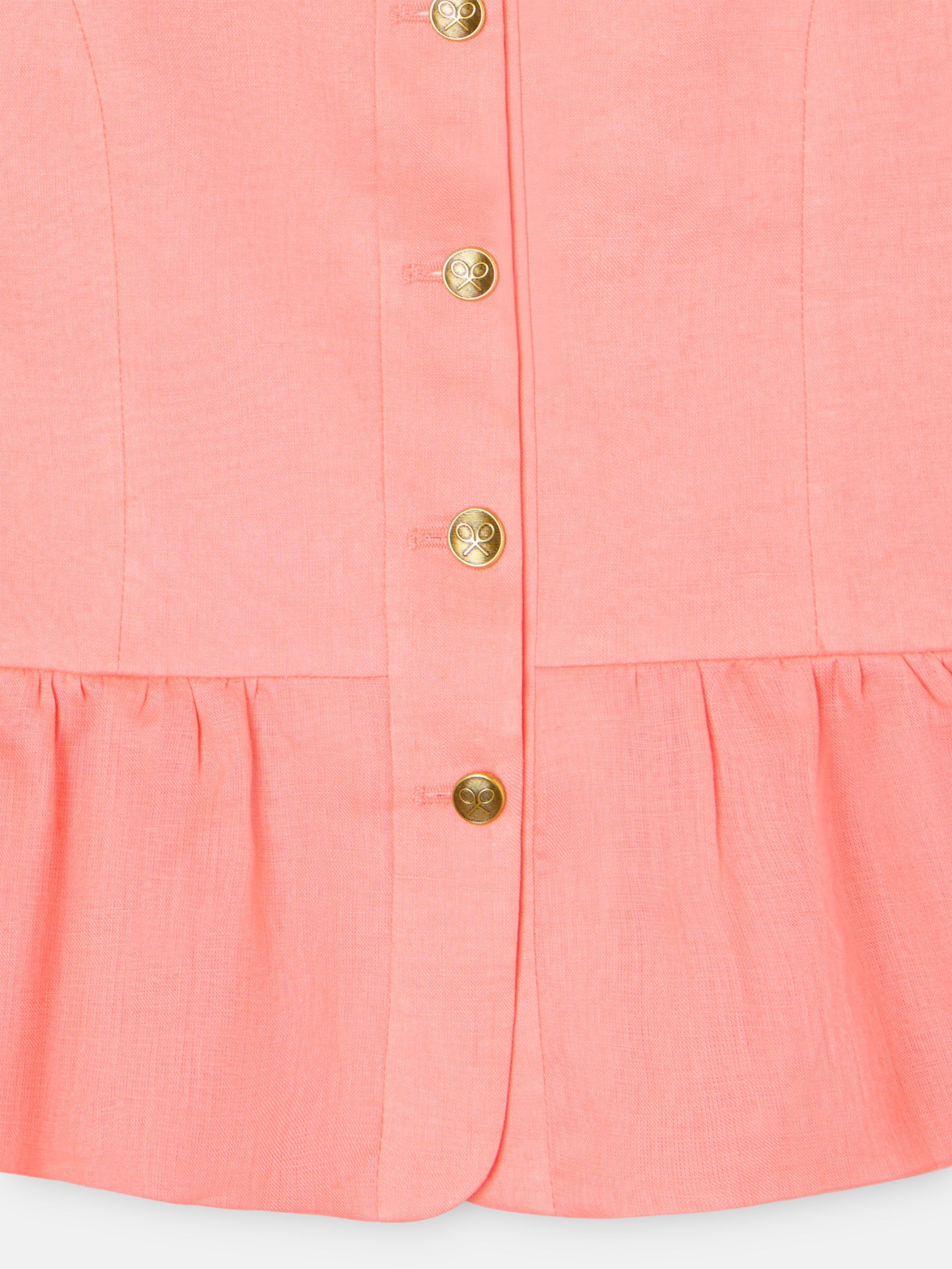 Top girl lino botones coral