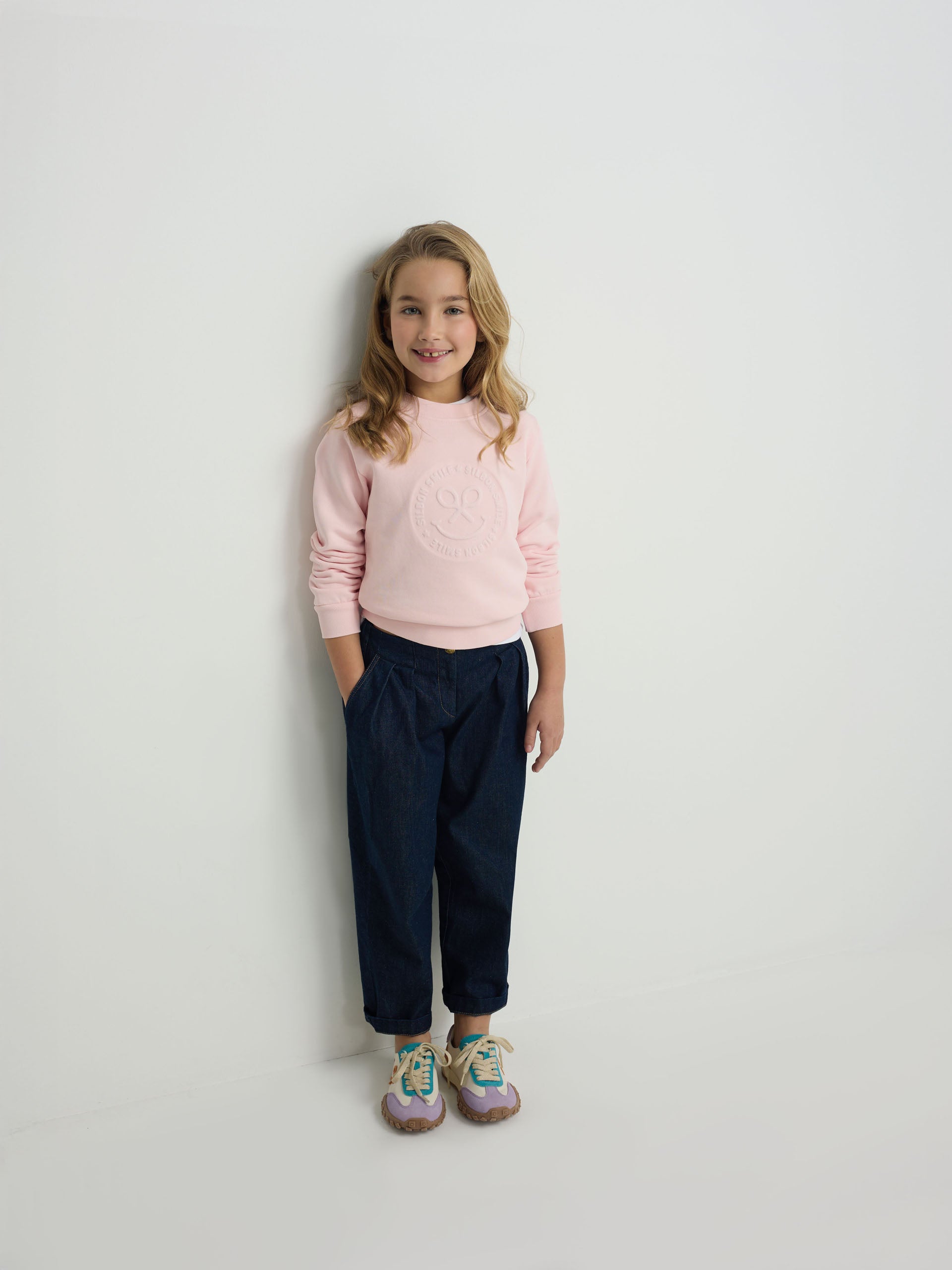 Pantalon fille denim bleu