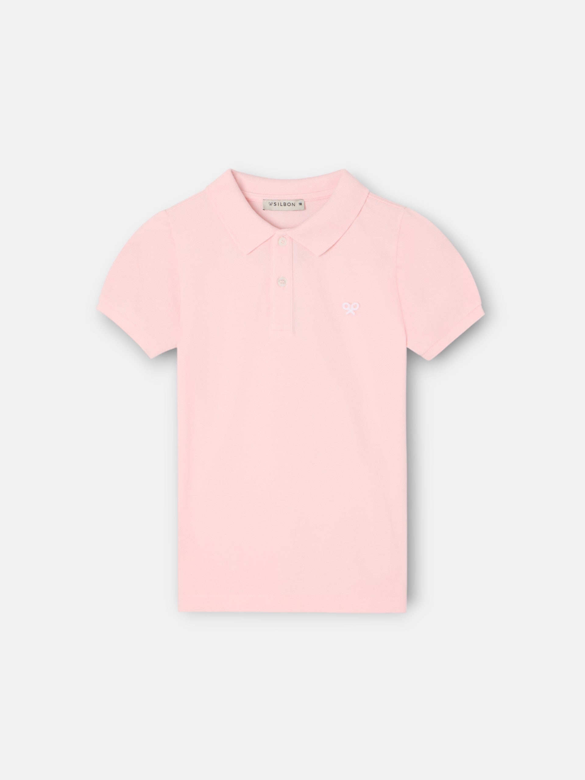 Polo girl manga abullonada rosa claro