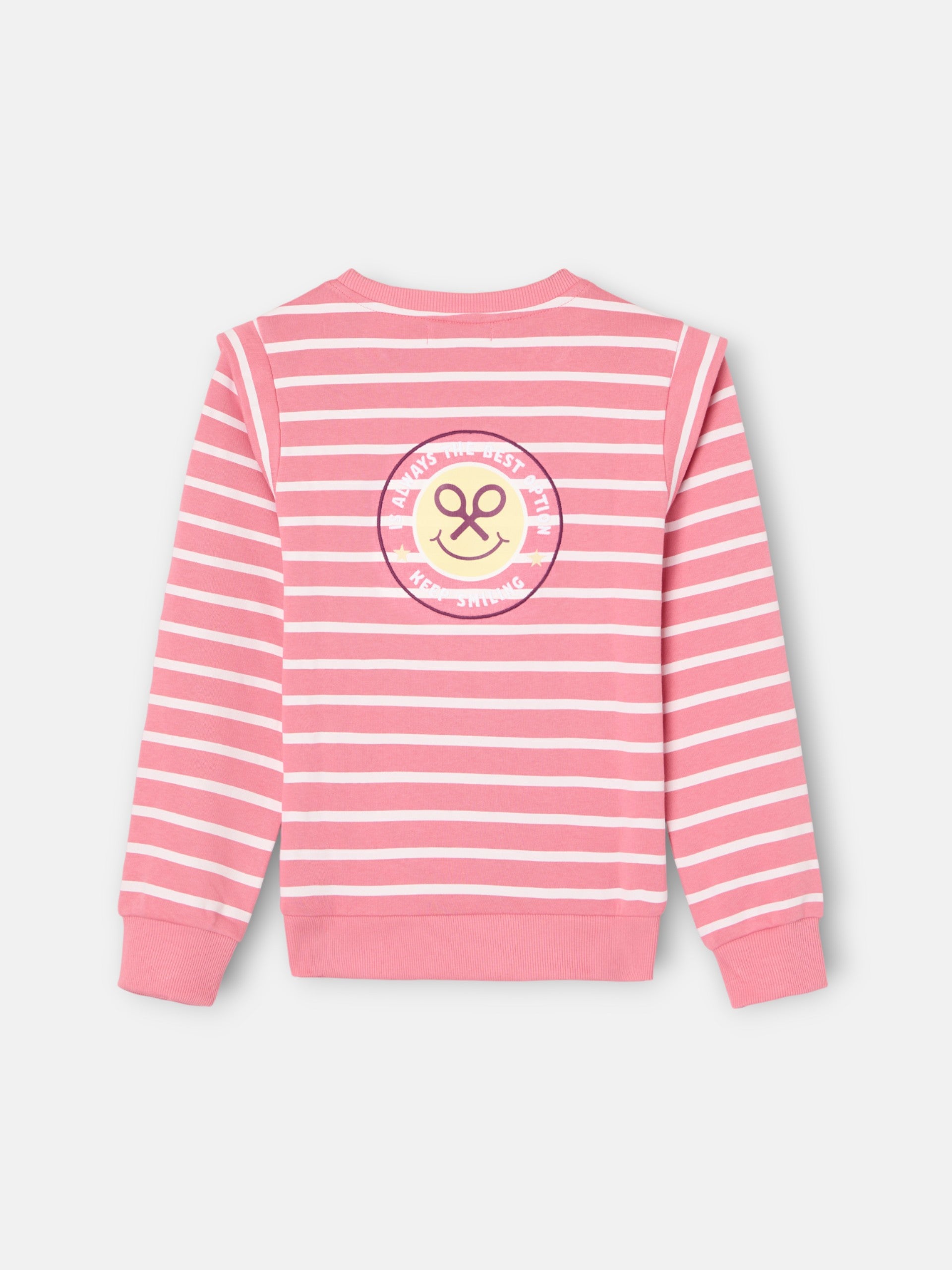 Sweatshirt girl ombreiras riscas rosas