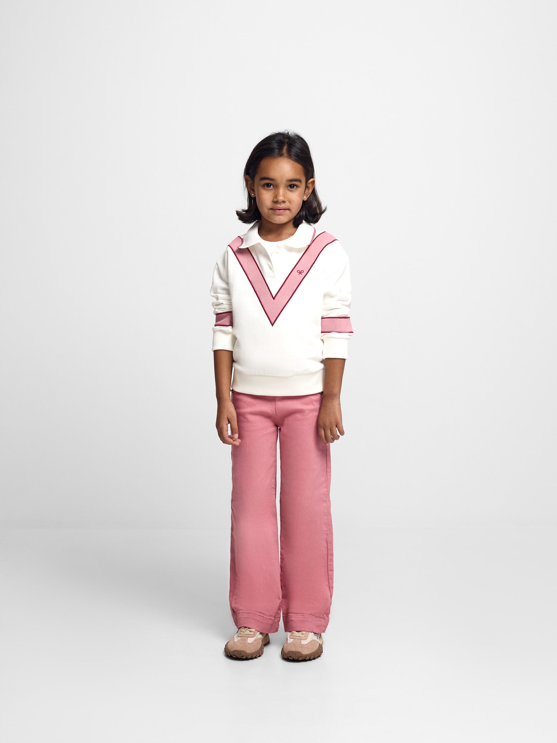 Sweatshirt retro menina rosa e cru