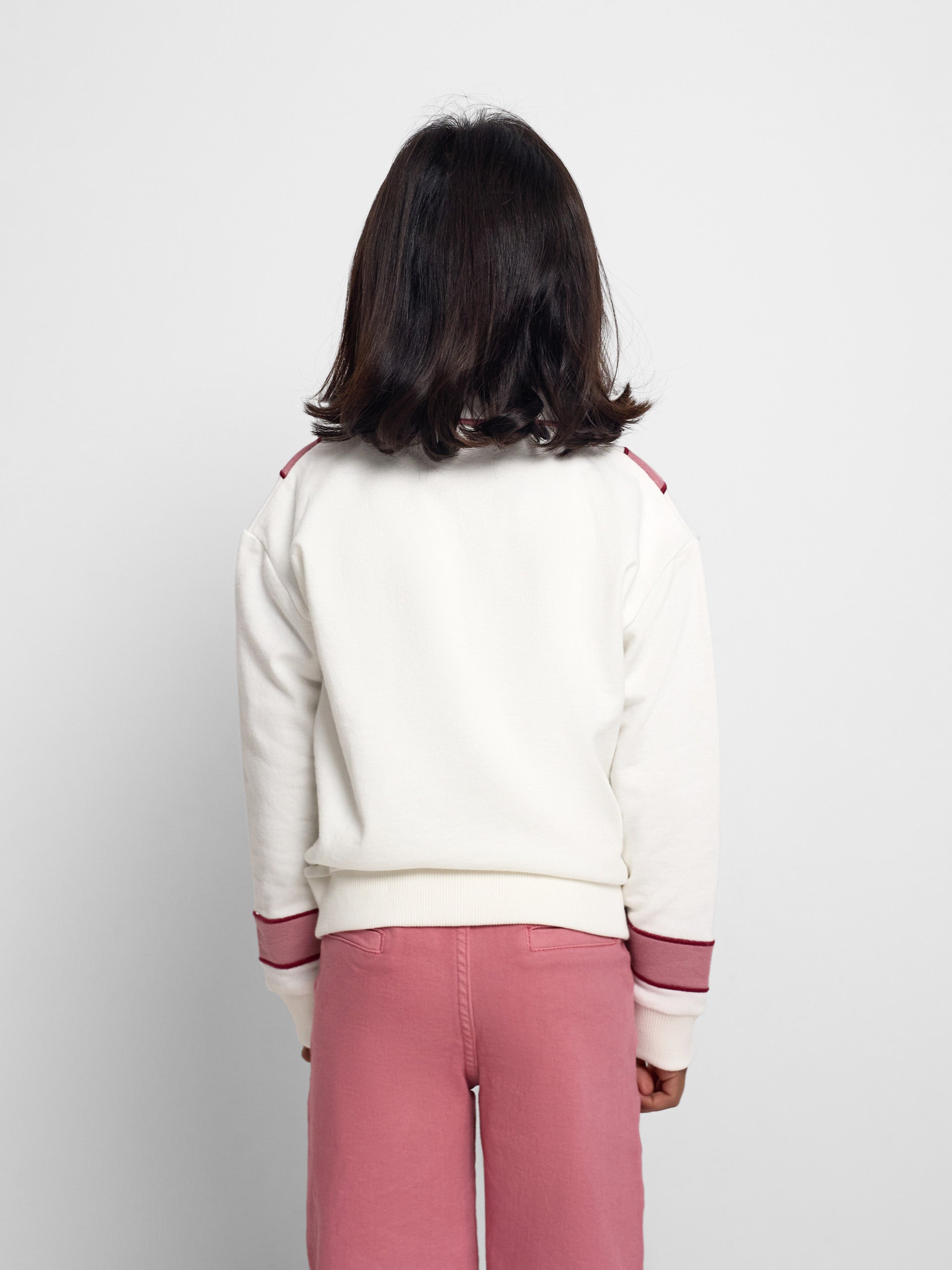 Sweatshirt retro menina rosa e cru