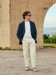 Pantalon sport pinza lino beige