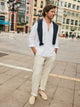 Pantalon sport chino lino beige