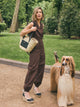 Pantalon bombacho lino marron