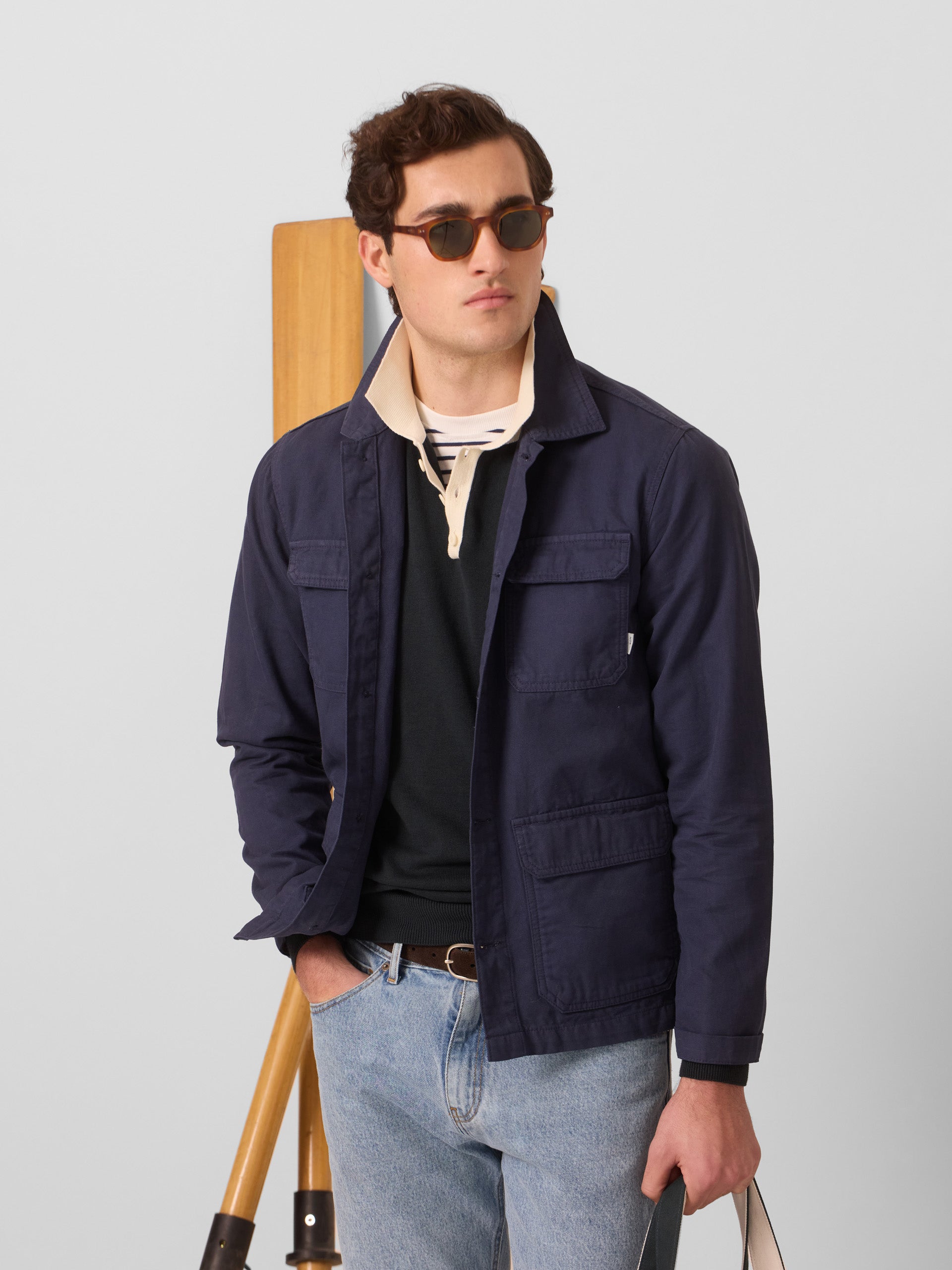 Cruise navy blue overshirt with pockets