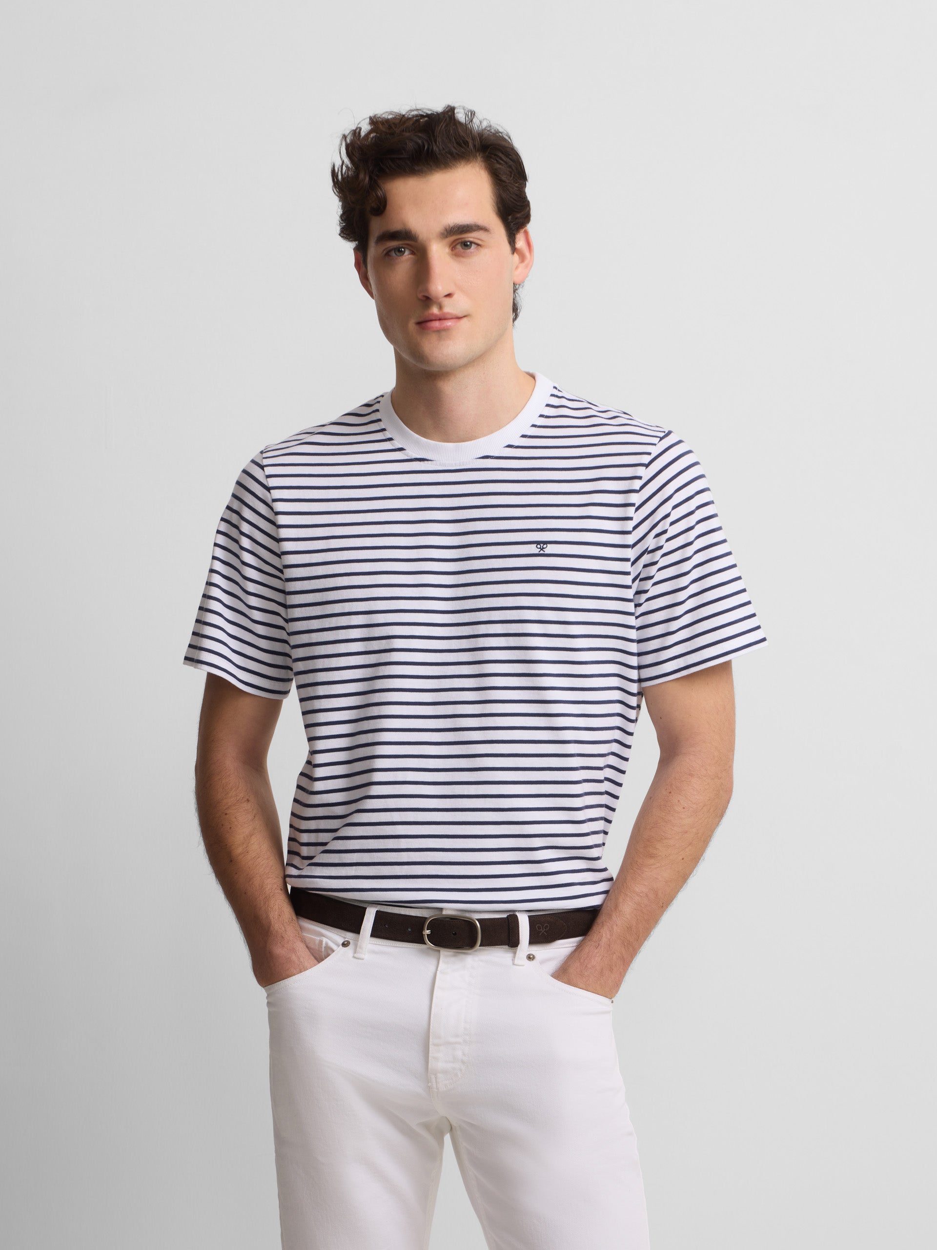 T-shirt à fines rayures cruise blanche