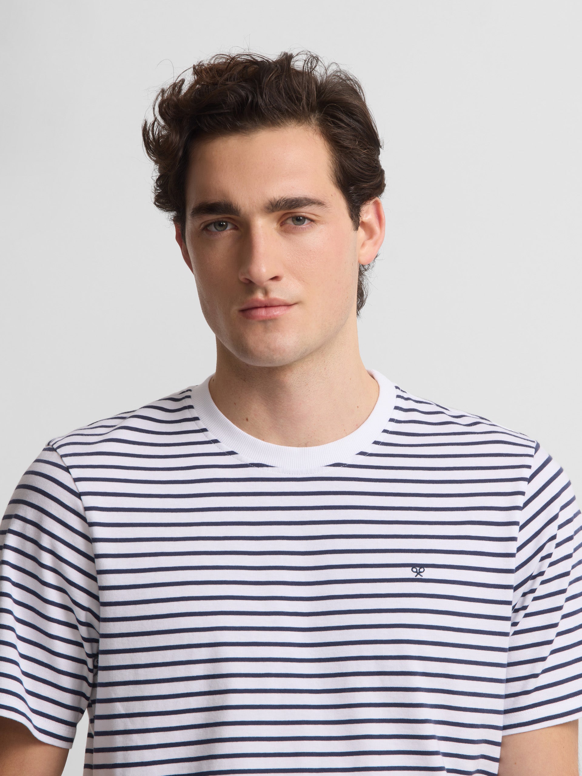 T-shirt à fines rayures cruise blanche
