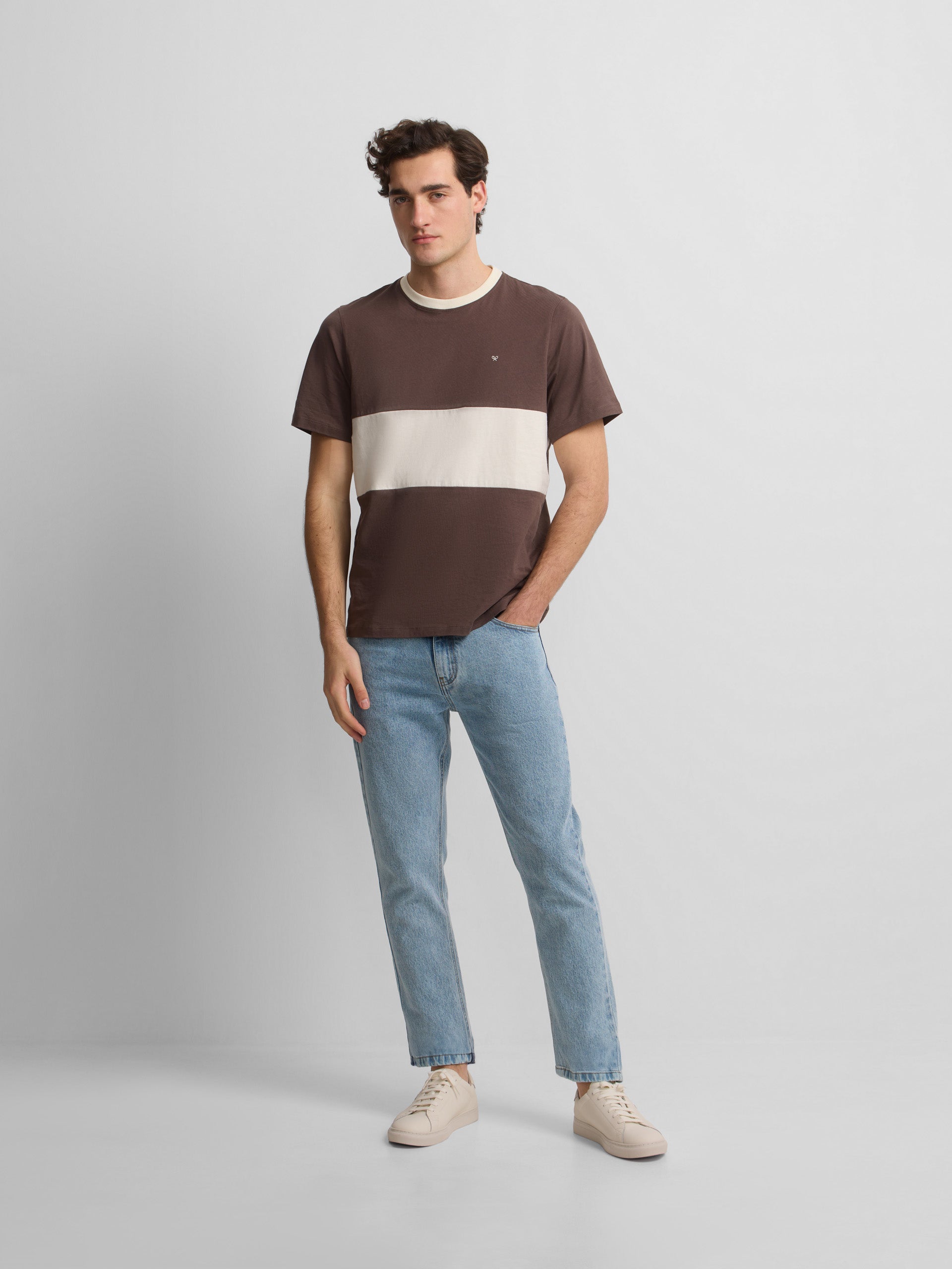 Camiseta raya horizontal cruise marron