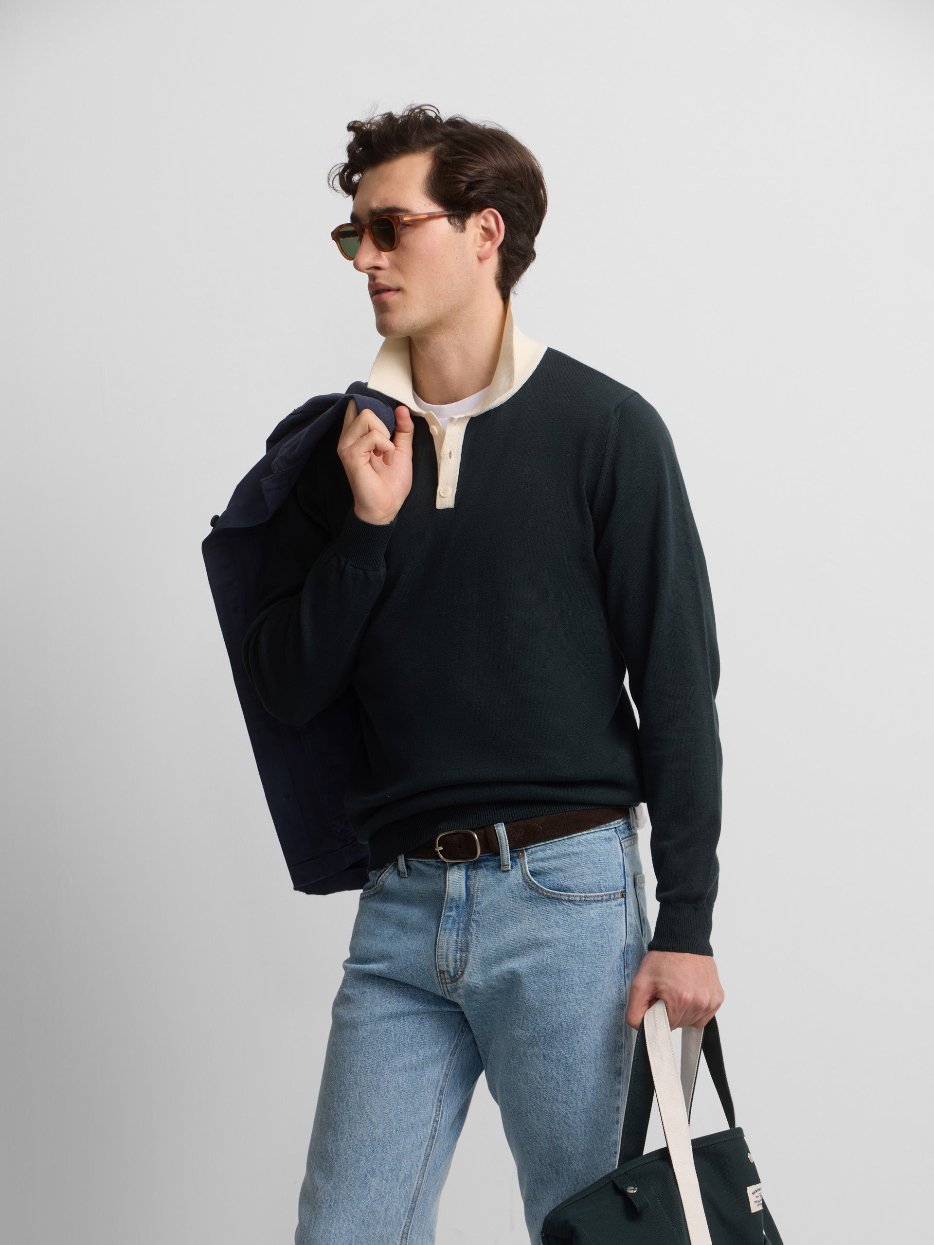Pull col polo cruise vert