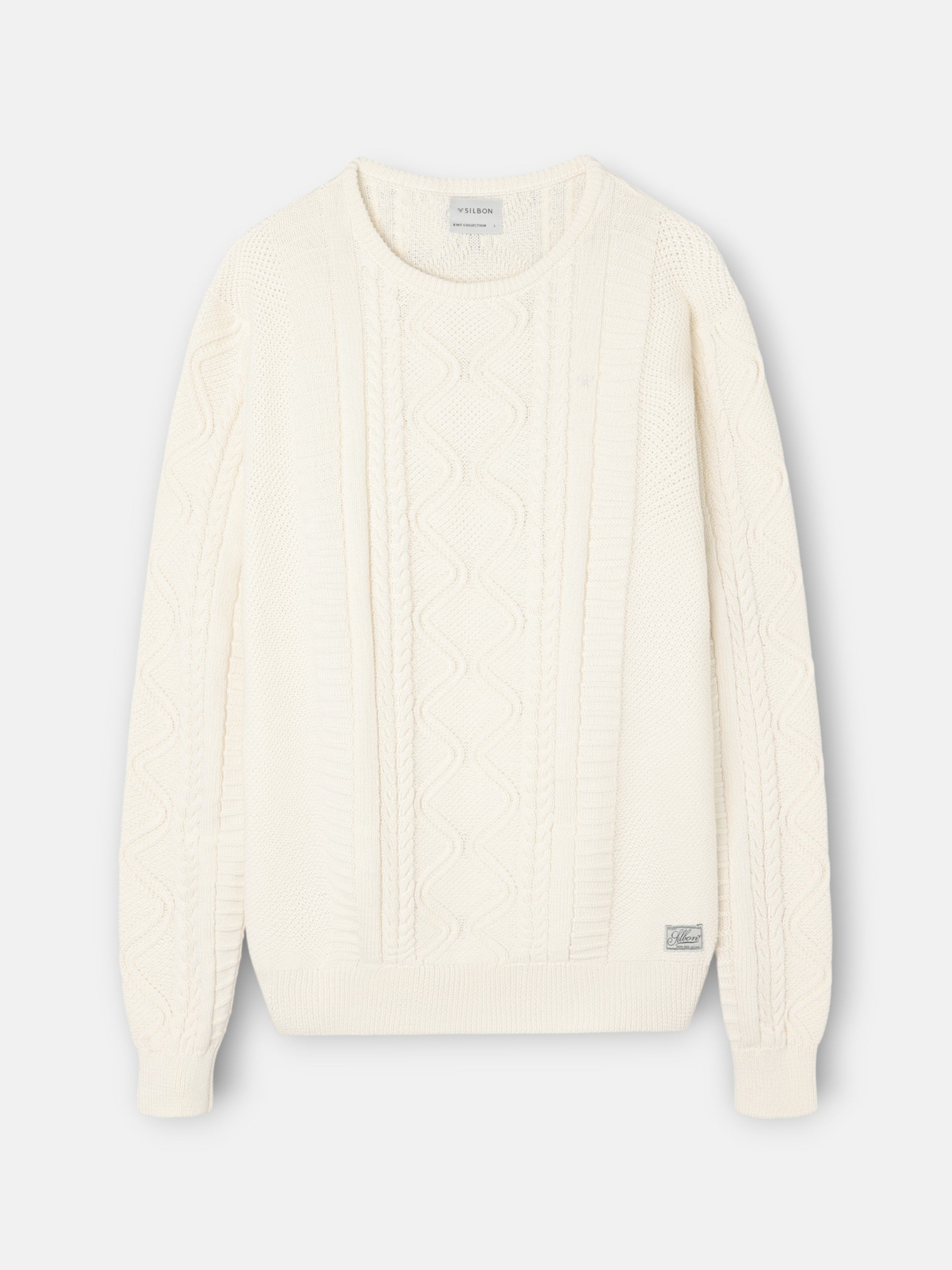 Pull torsadé patch cruise crème