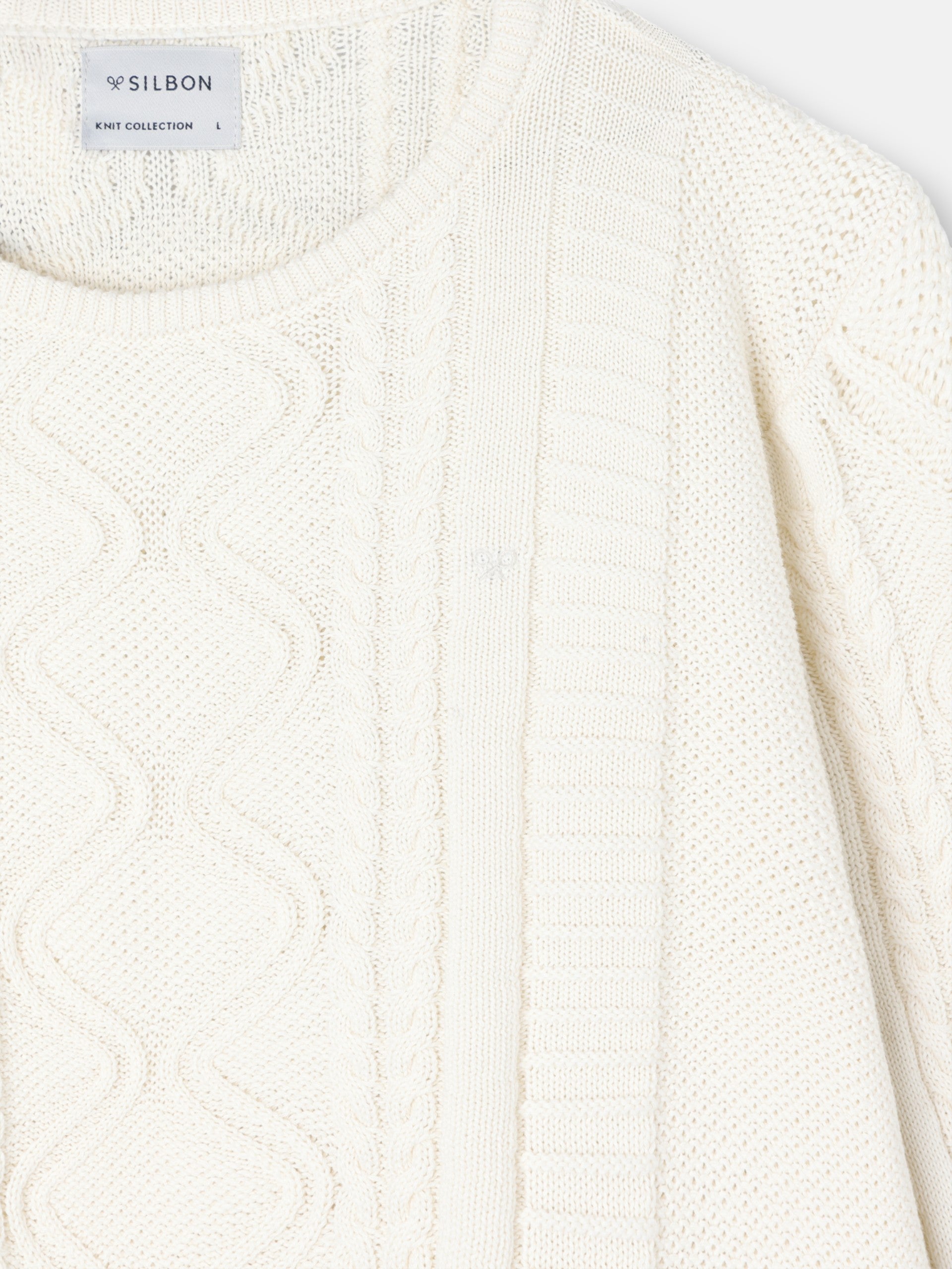 Pull torsadé patch cruise crème