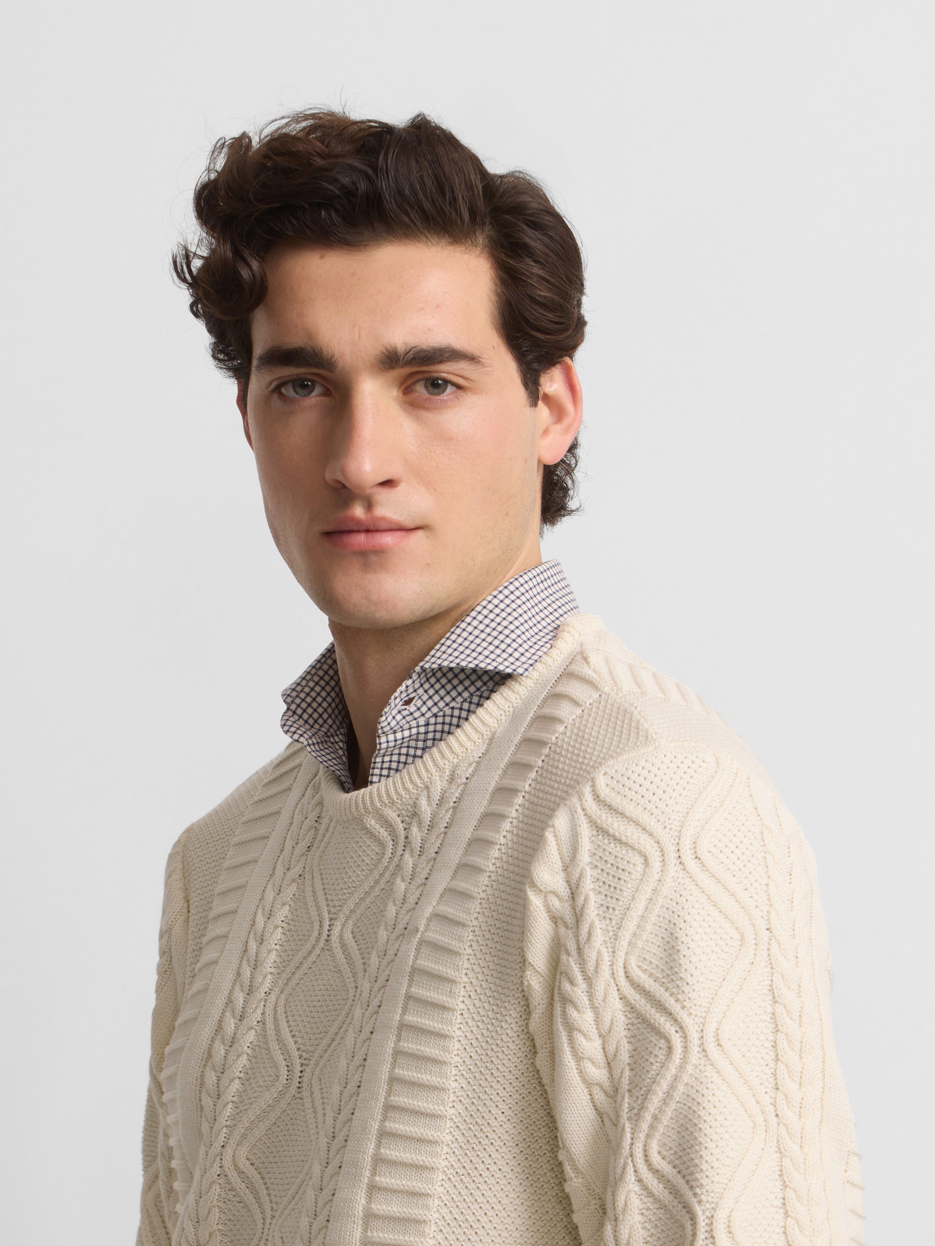 Pull torsadé patch cruise crème