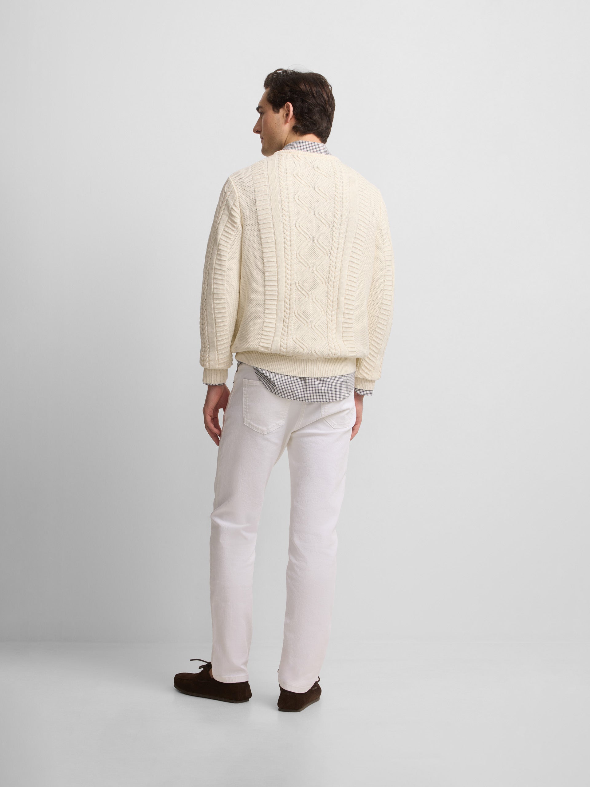 Pull torsadé patch cruise crème