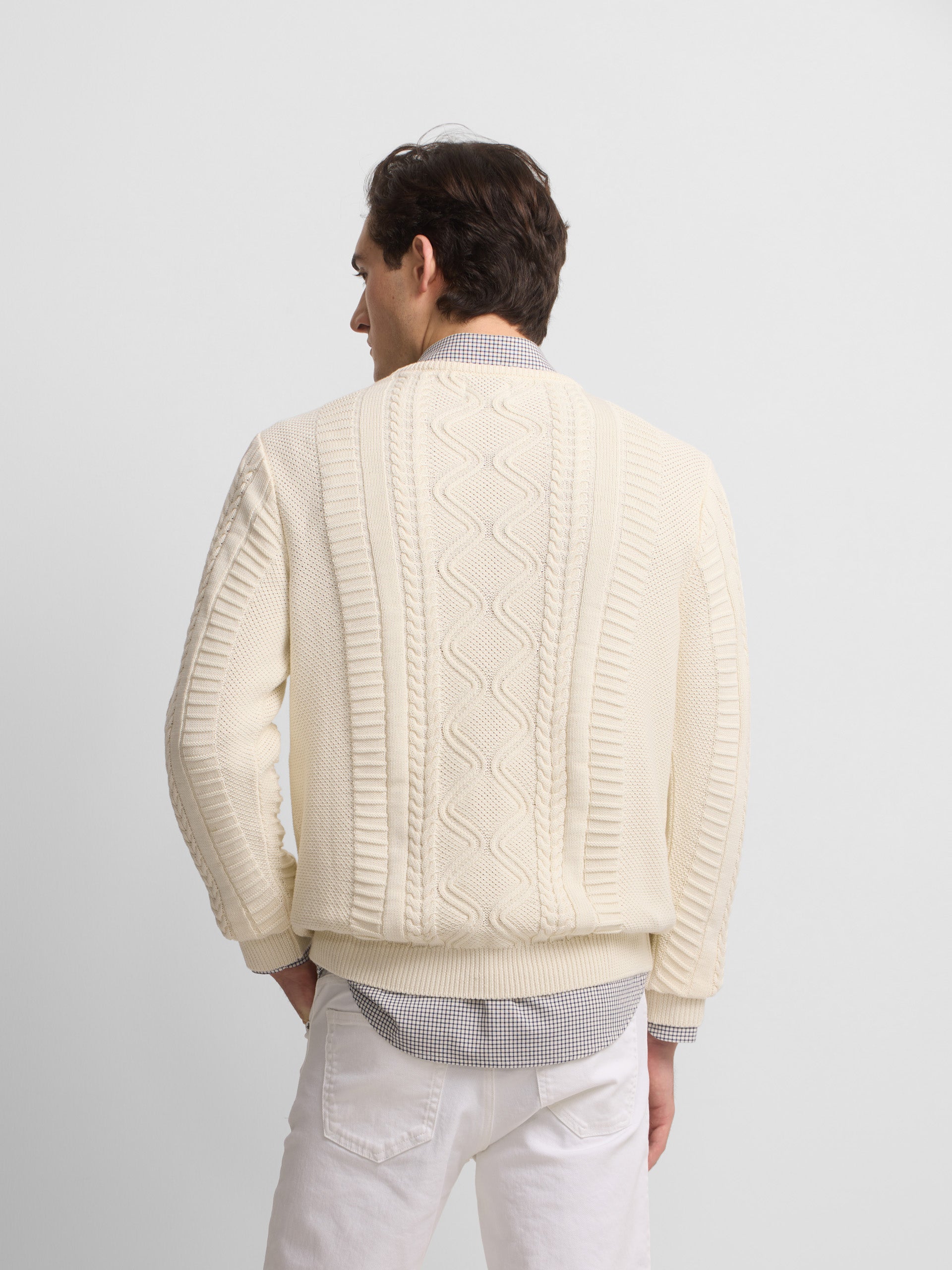 Pull torsadé patch cruise crème