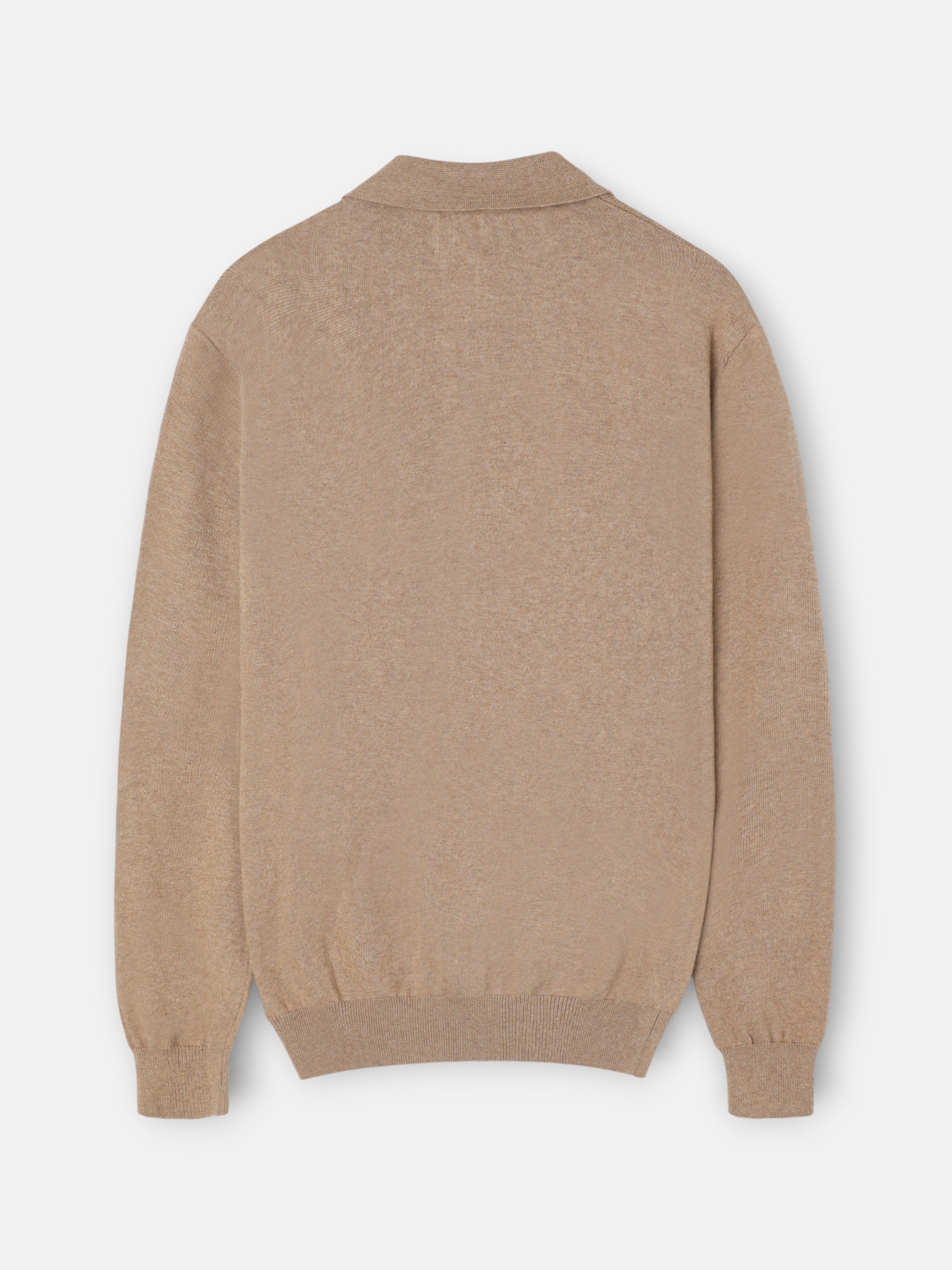 Pull col polo beige clair