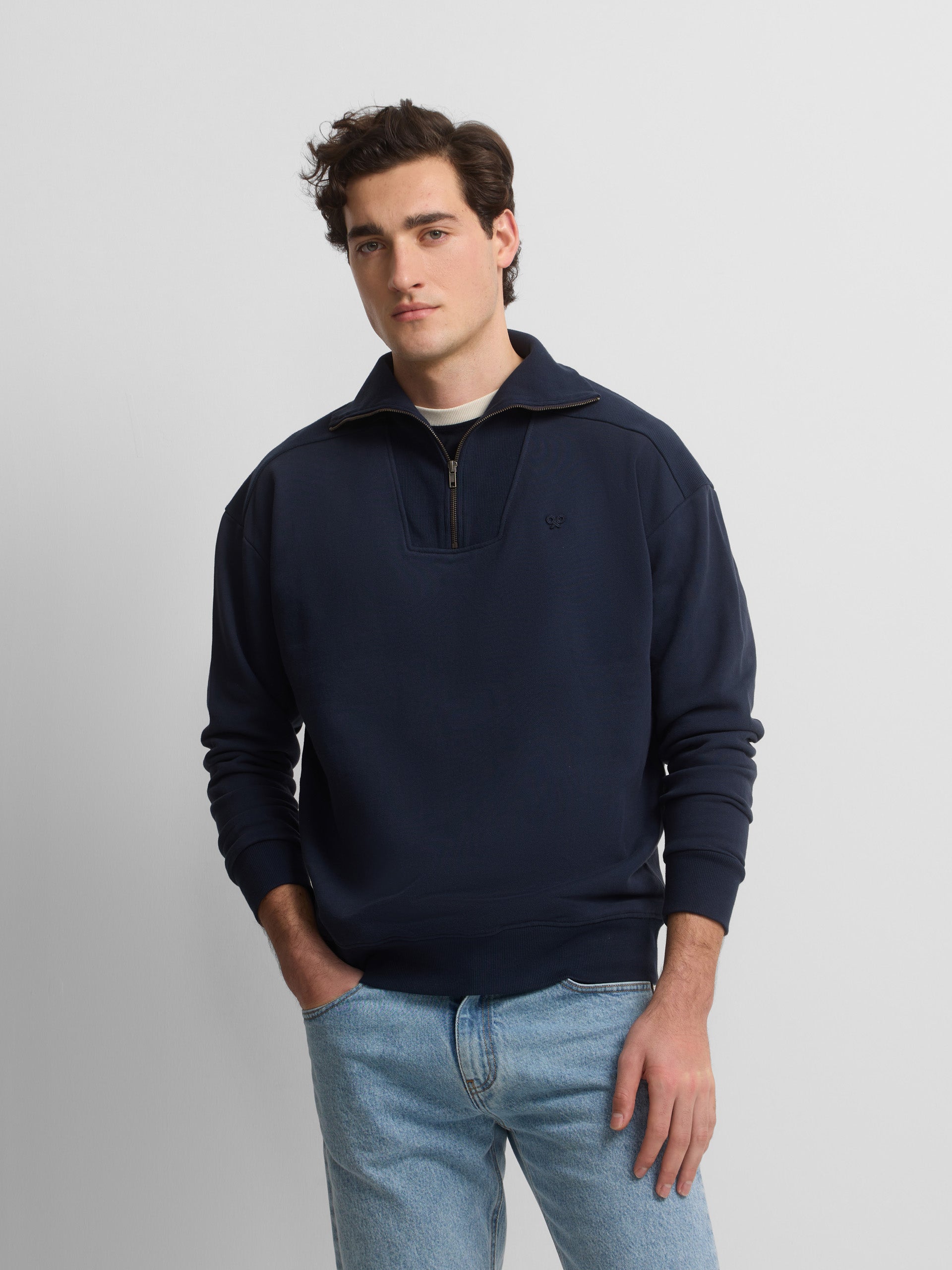 Sweat-shirt à demi-fermeture éclair cruise bleu marine