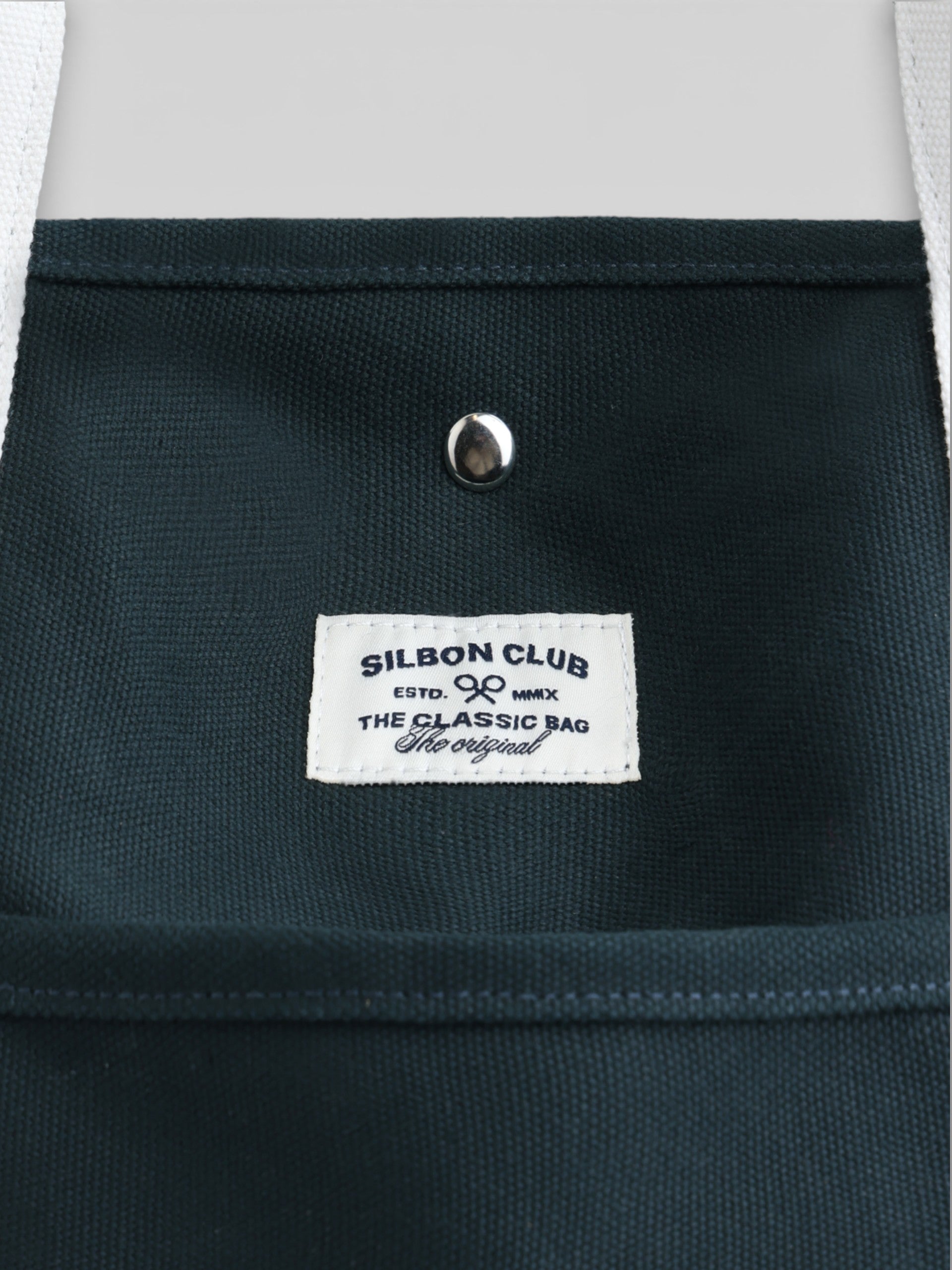 Classic bicolor navy blue tote bag