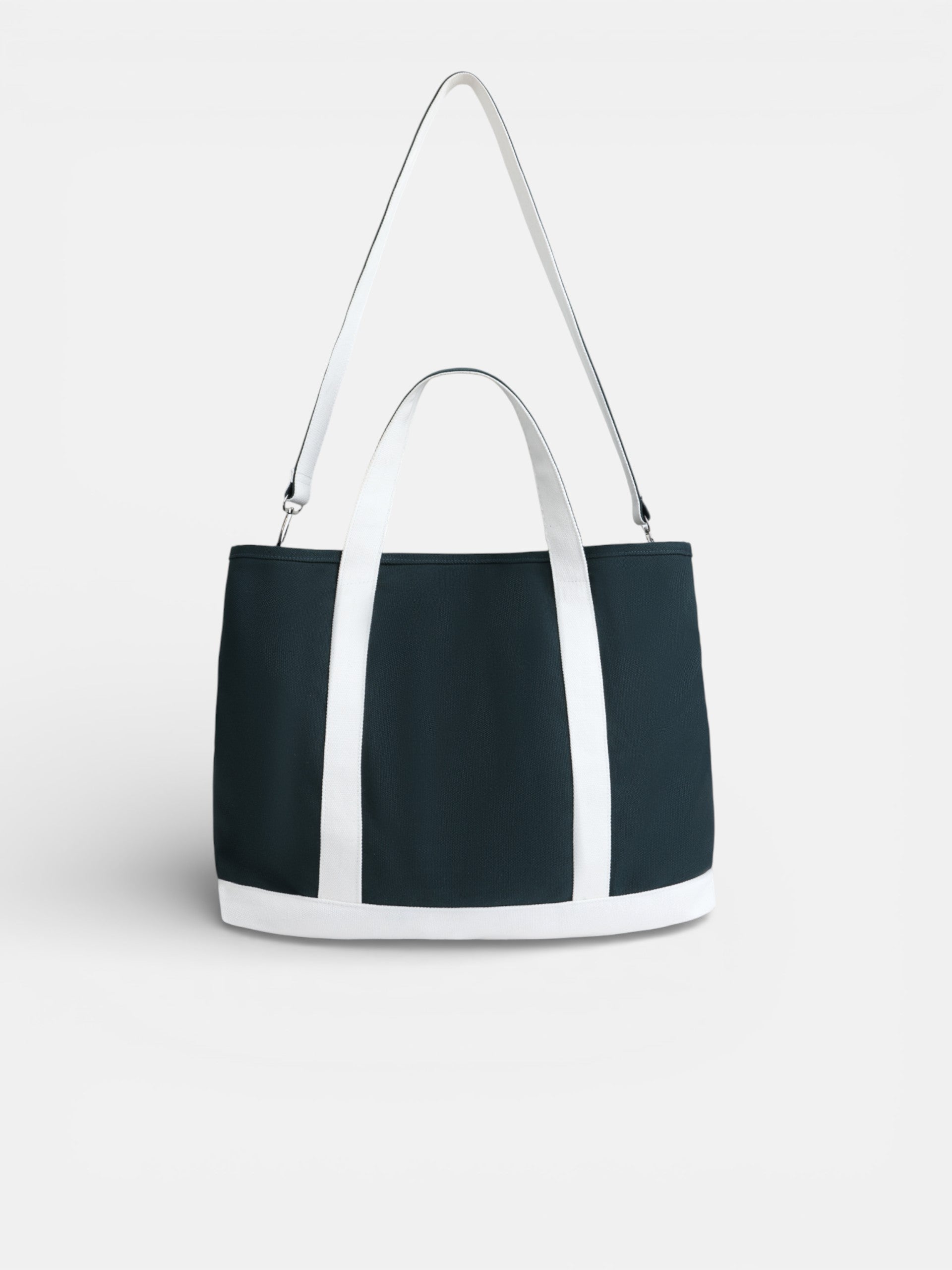 Classic bicolor navy blue tote bag