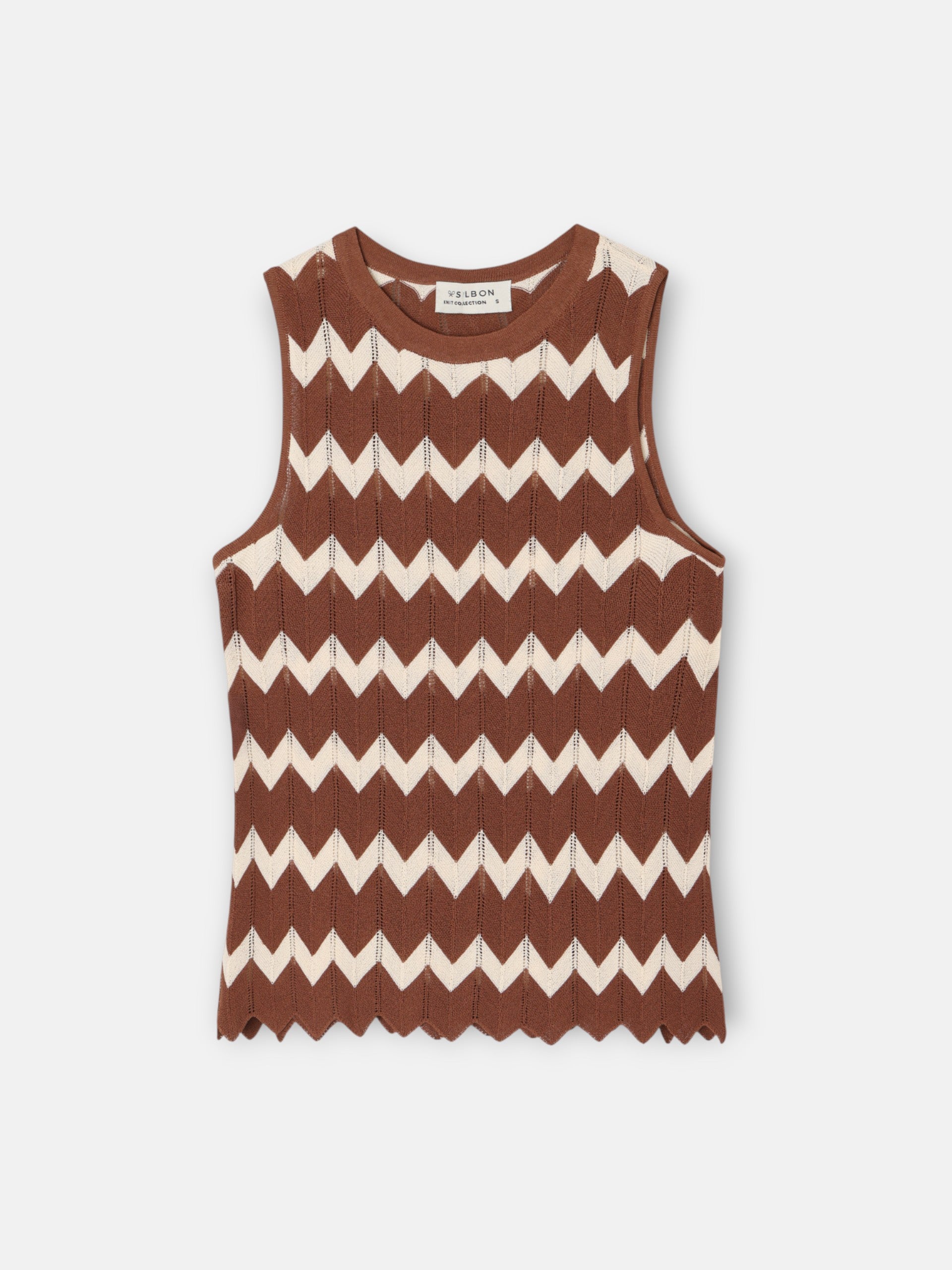Brown herringbone knit top