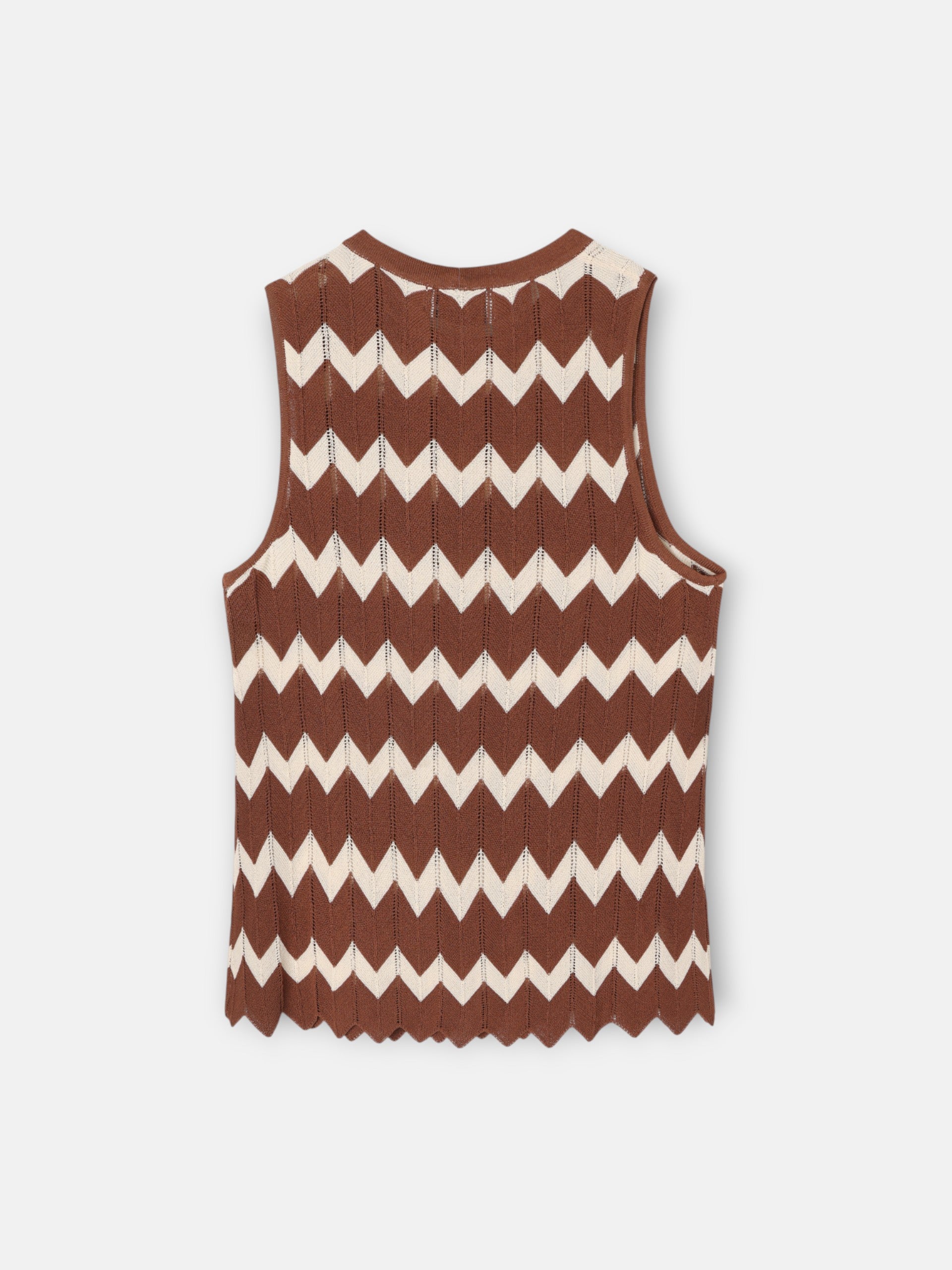 Brown herringbone knit top