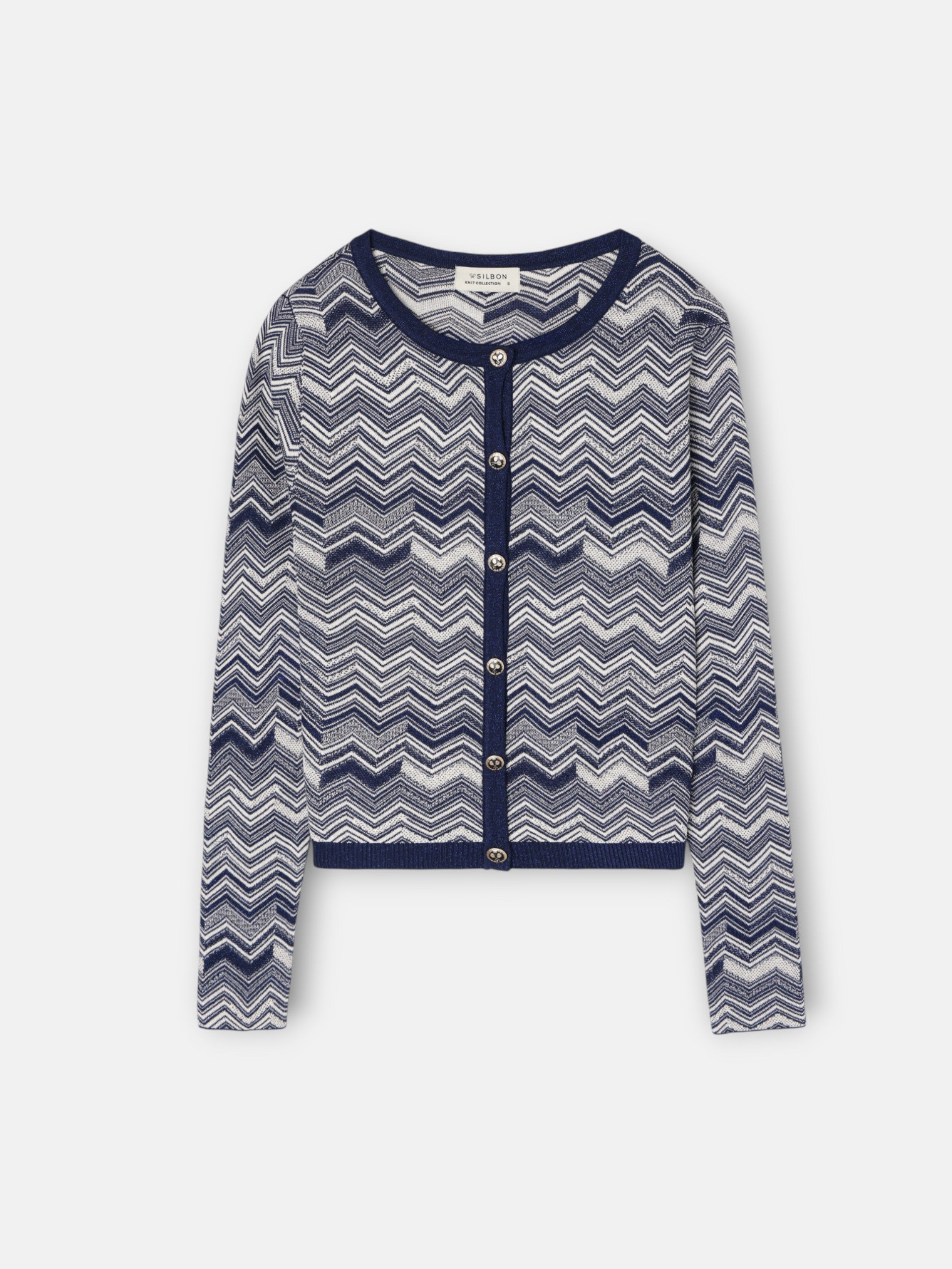 Long blue herringbone cardigan