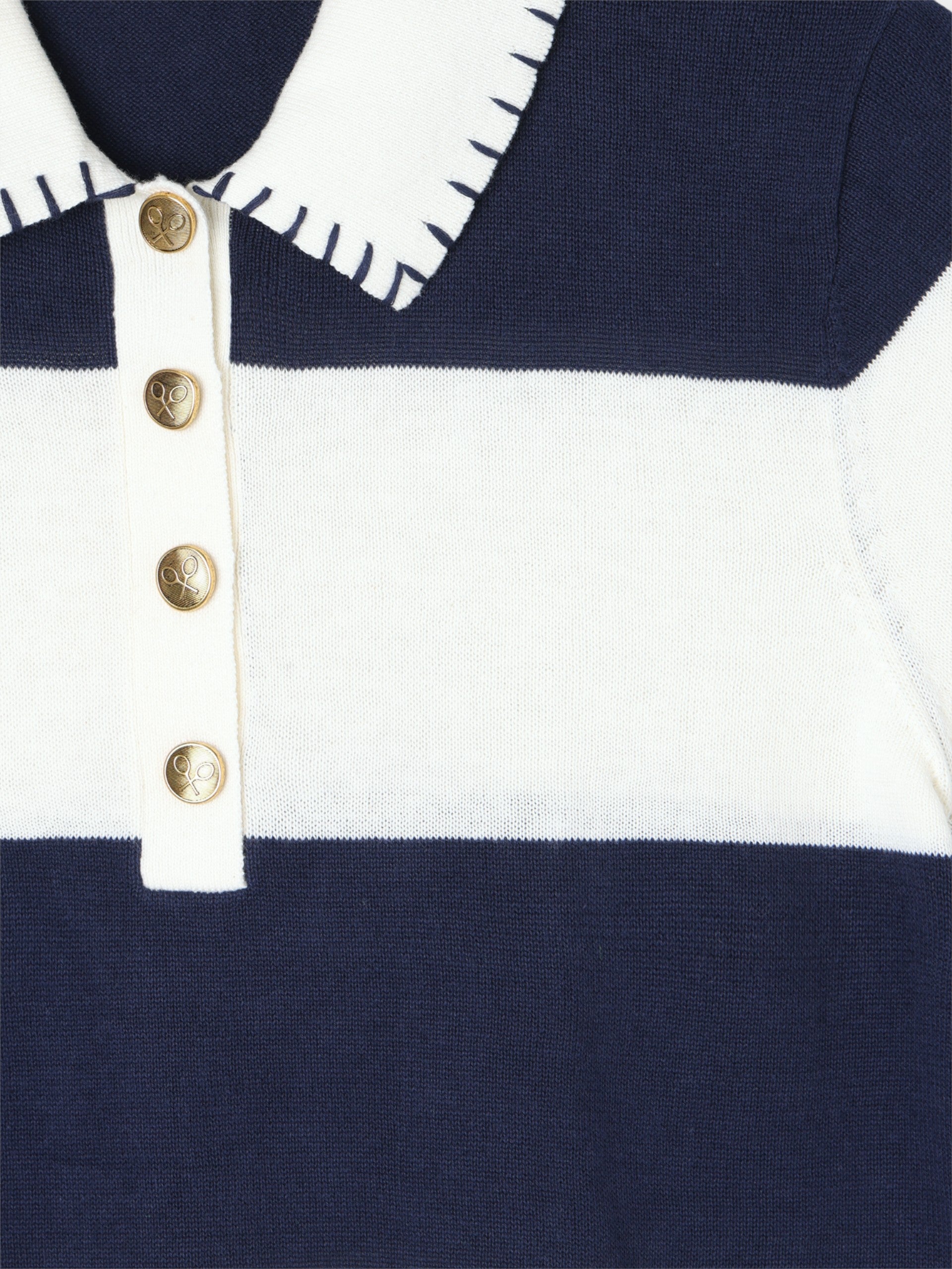 Polo punto manga corta azul y blanco