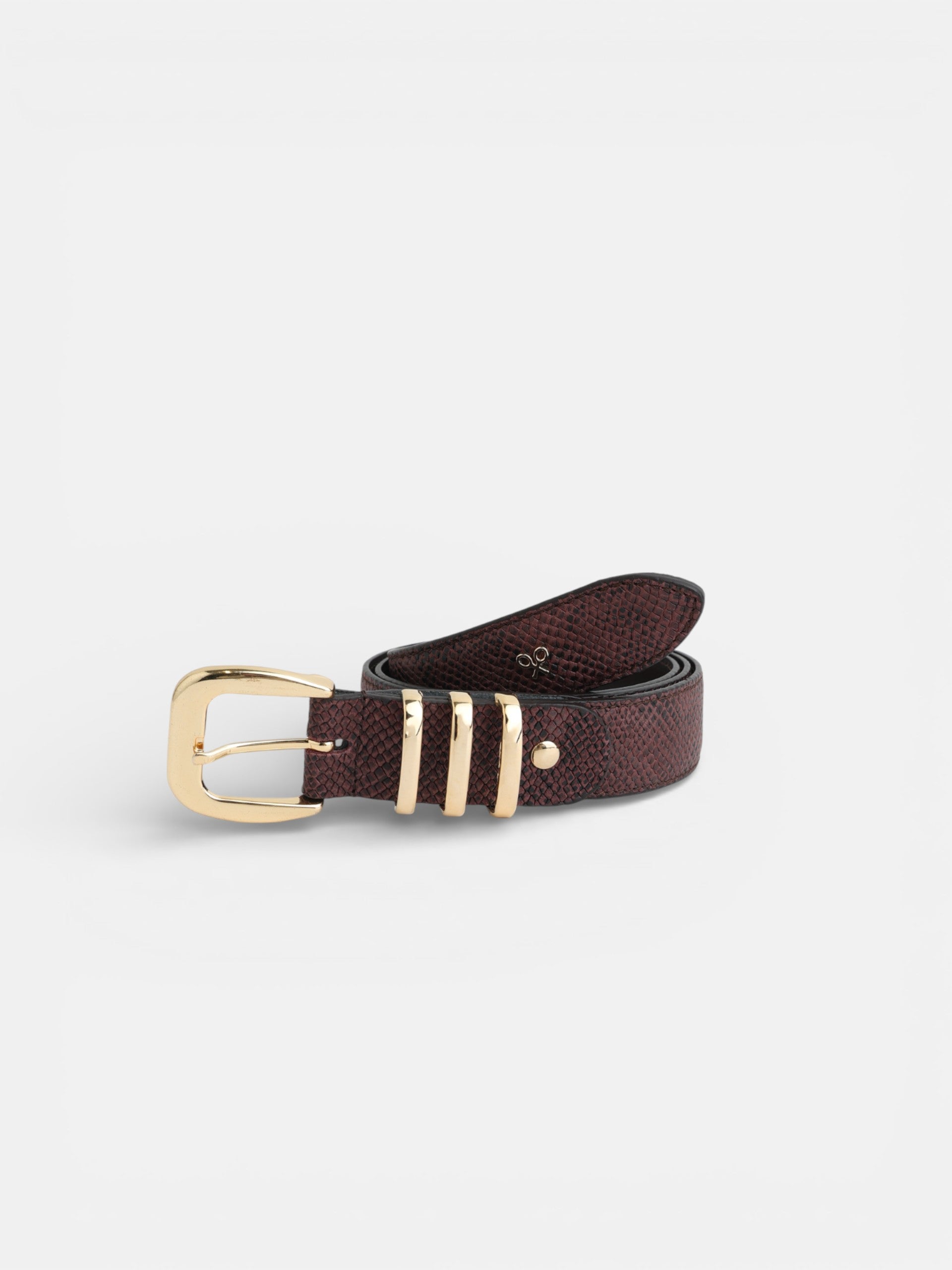 Burgundy leather belt with metal loop