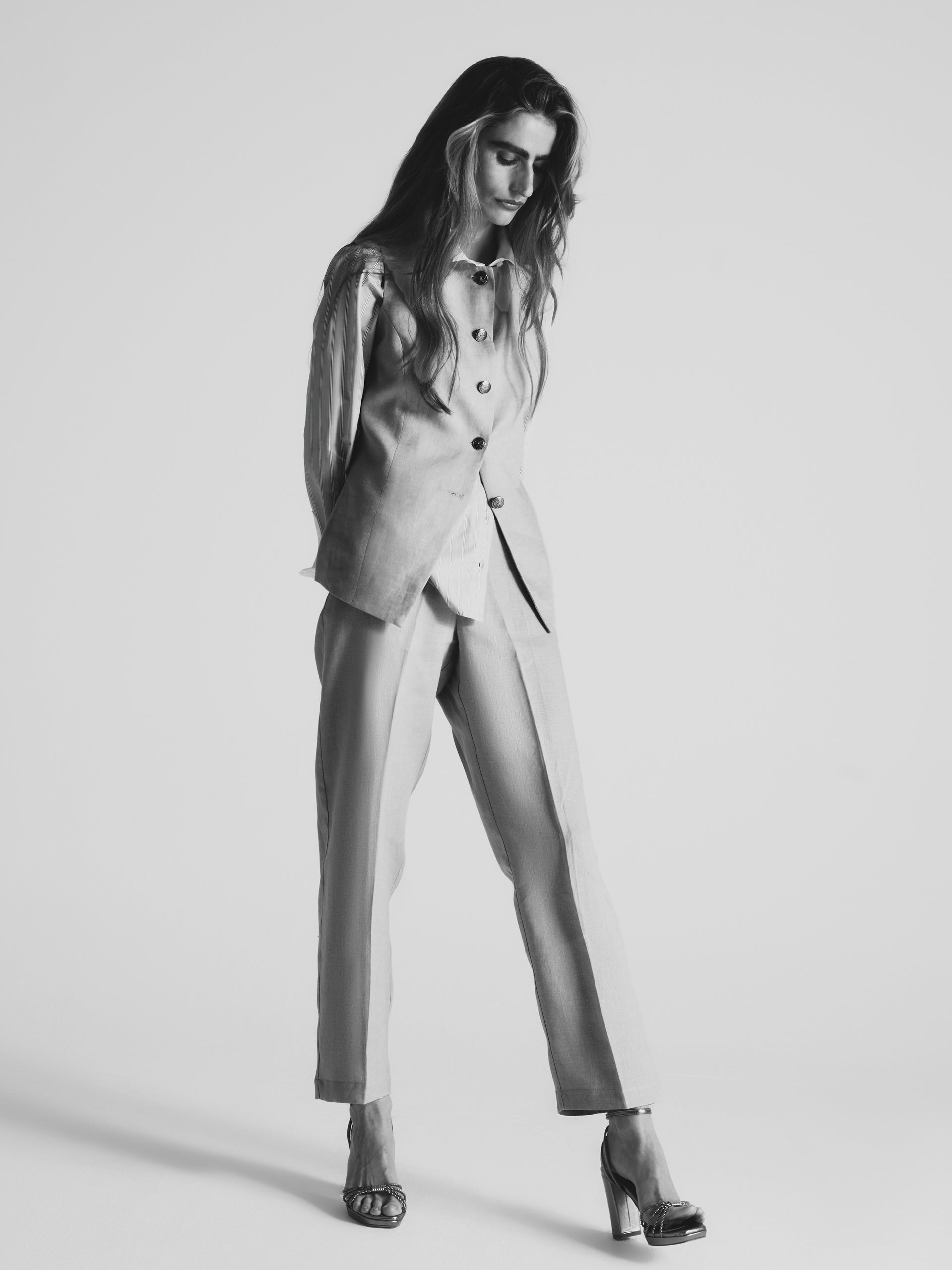 Pantalon en lin beige