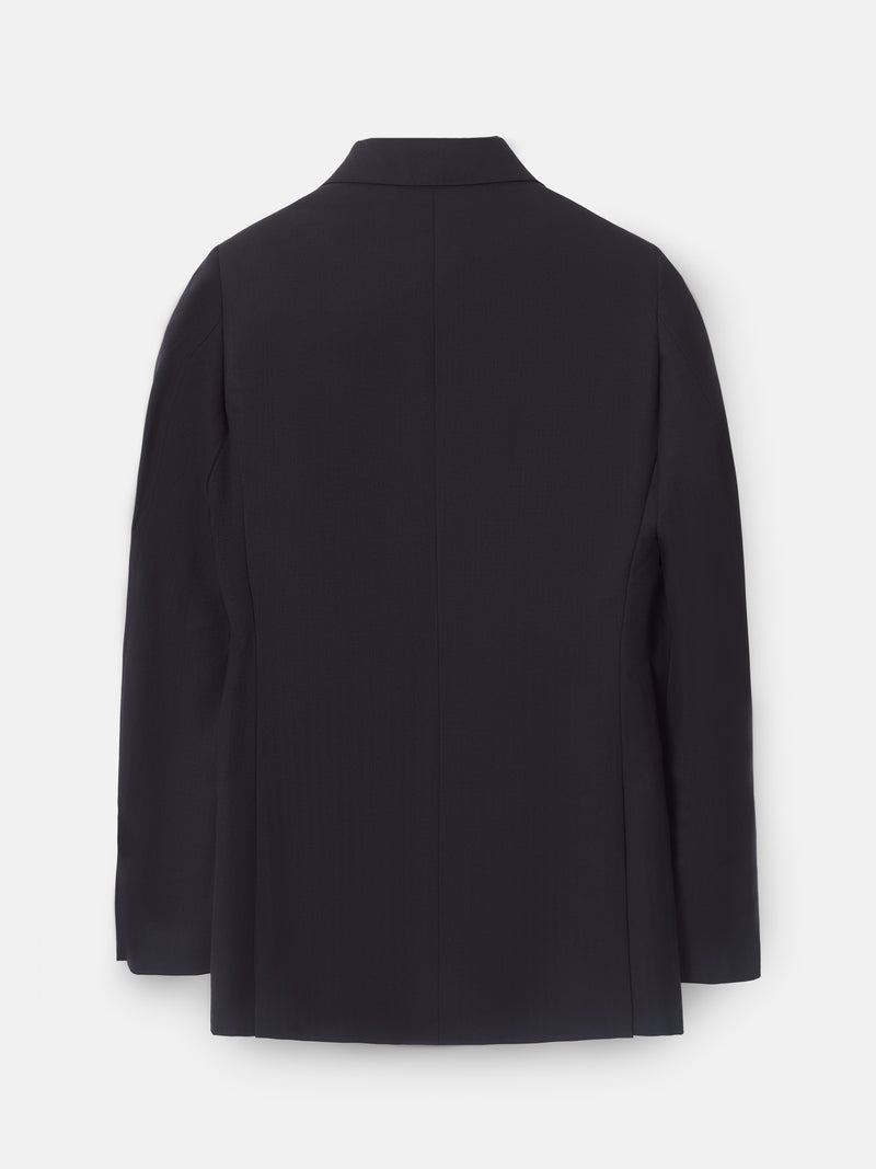 Classic navy blue herringbone suit jacket