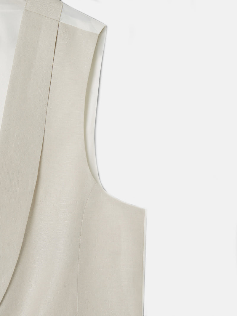 Pearl grey round neck jacket vest