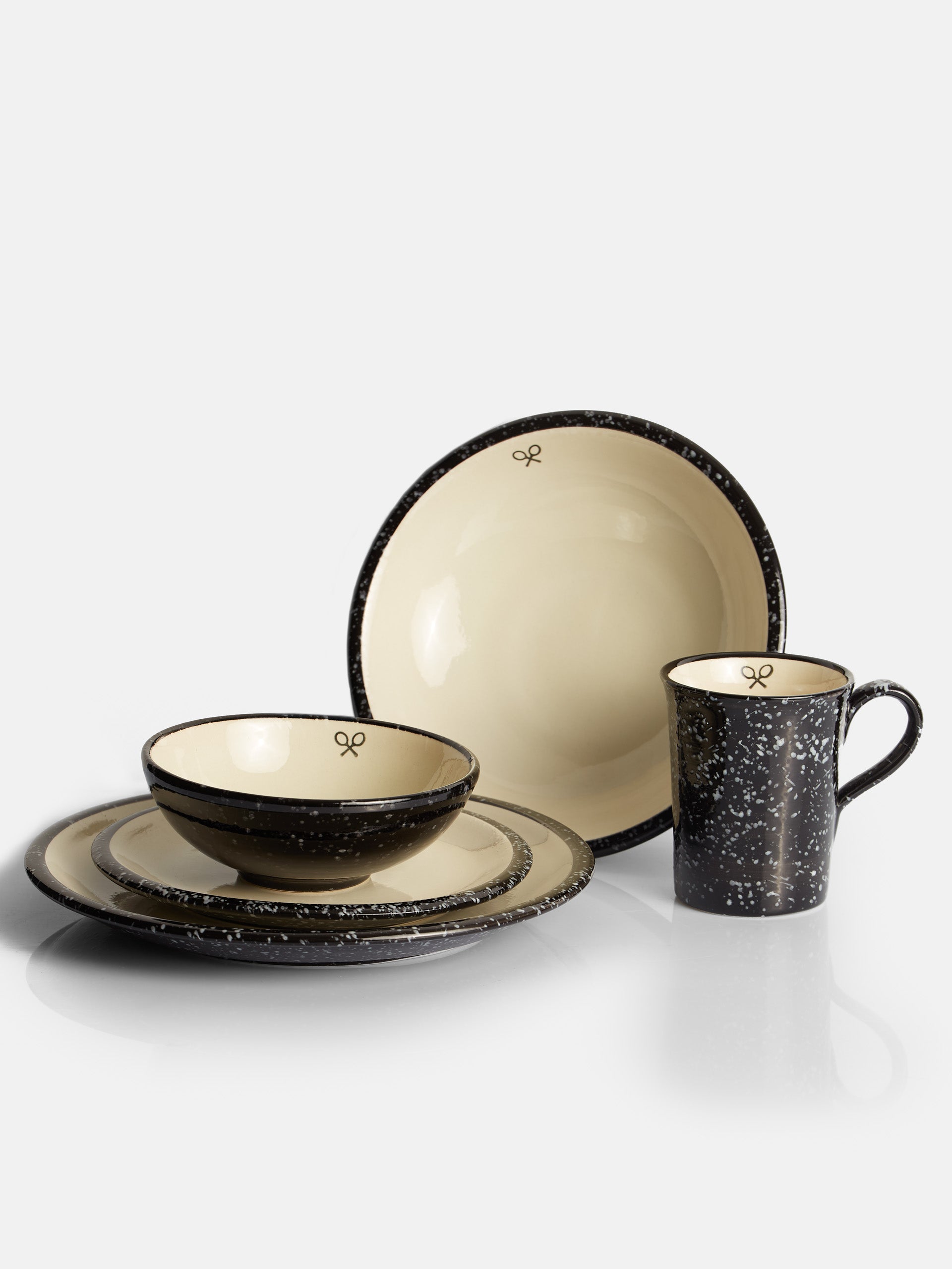 Two-tone glazed ceramic soup plate